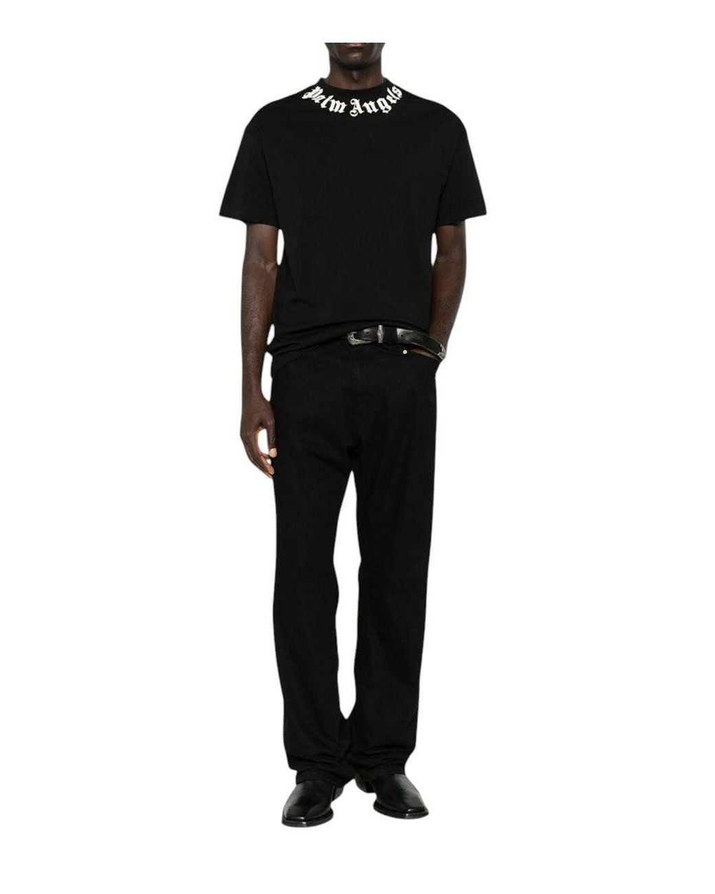 Palm Angels Black Logo Crew Neck T-Shirt for men