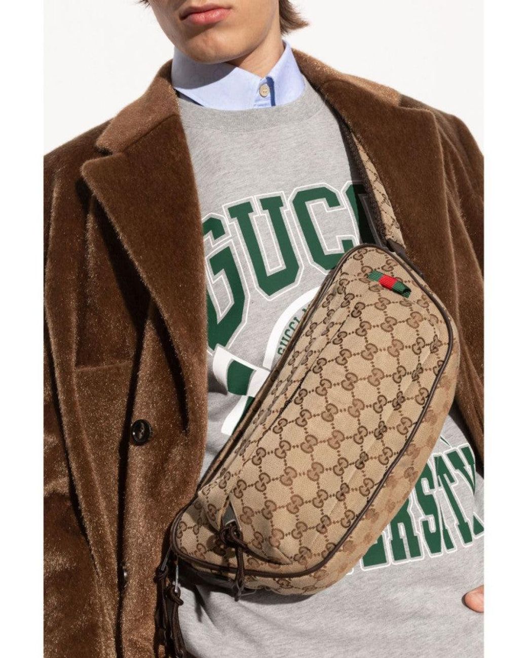 Gucci Gray Belt Bag With Logo for men