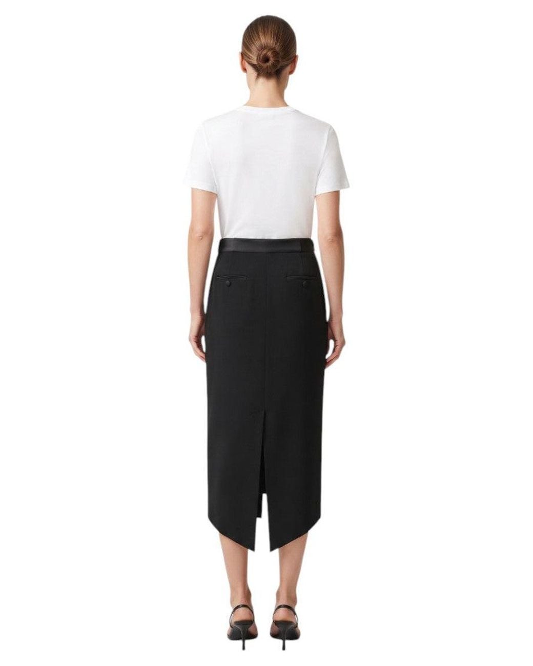 Tom Ford White Solid Midi Skirt