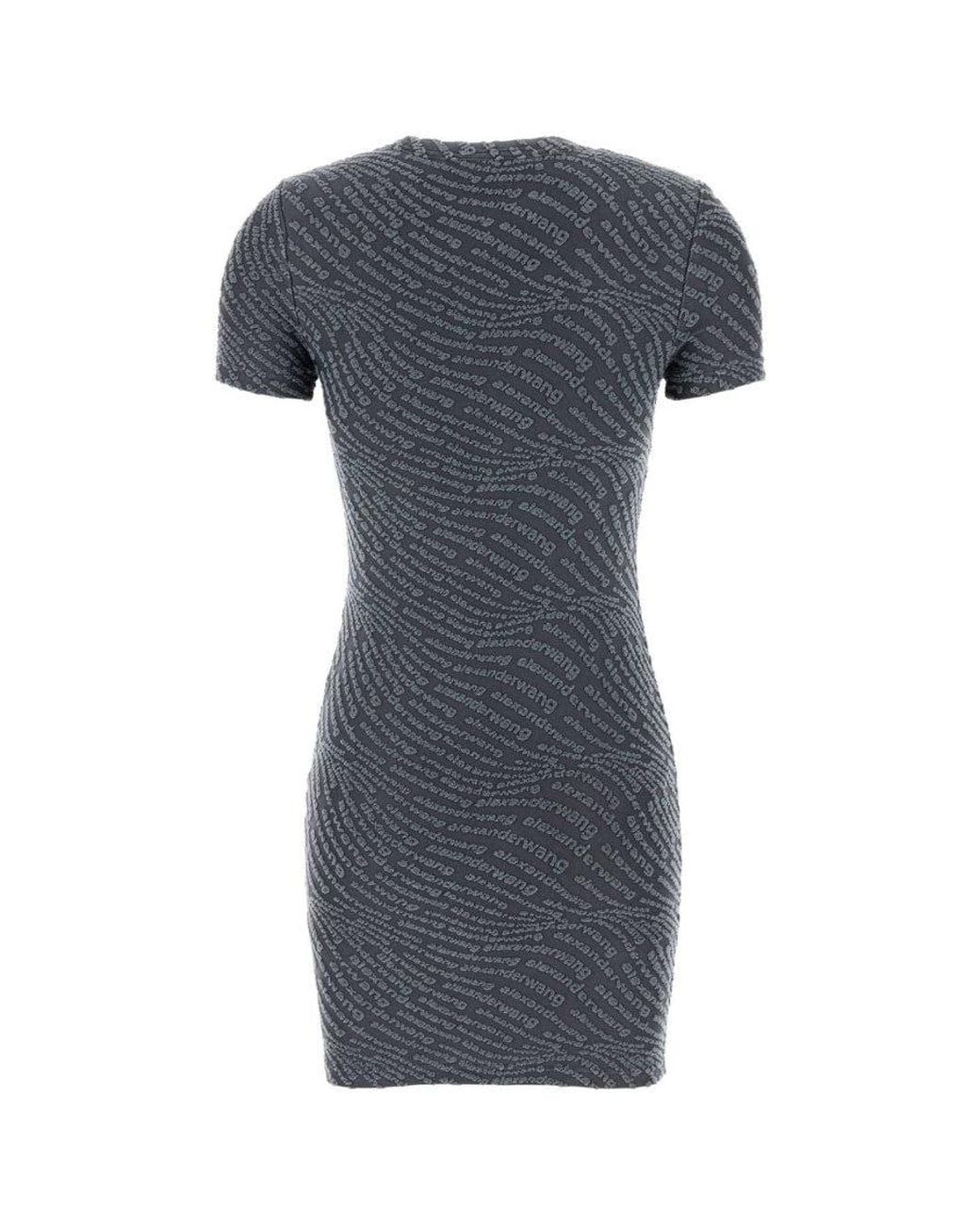 Alexander Wang Blue Logo Jacquard Shrunken Mini Dress