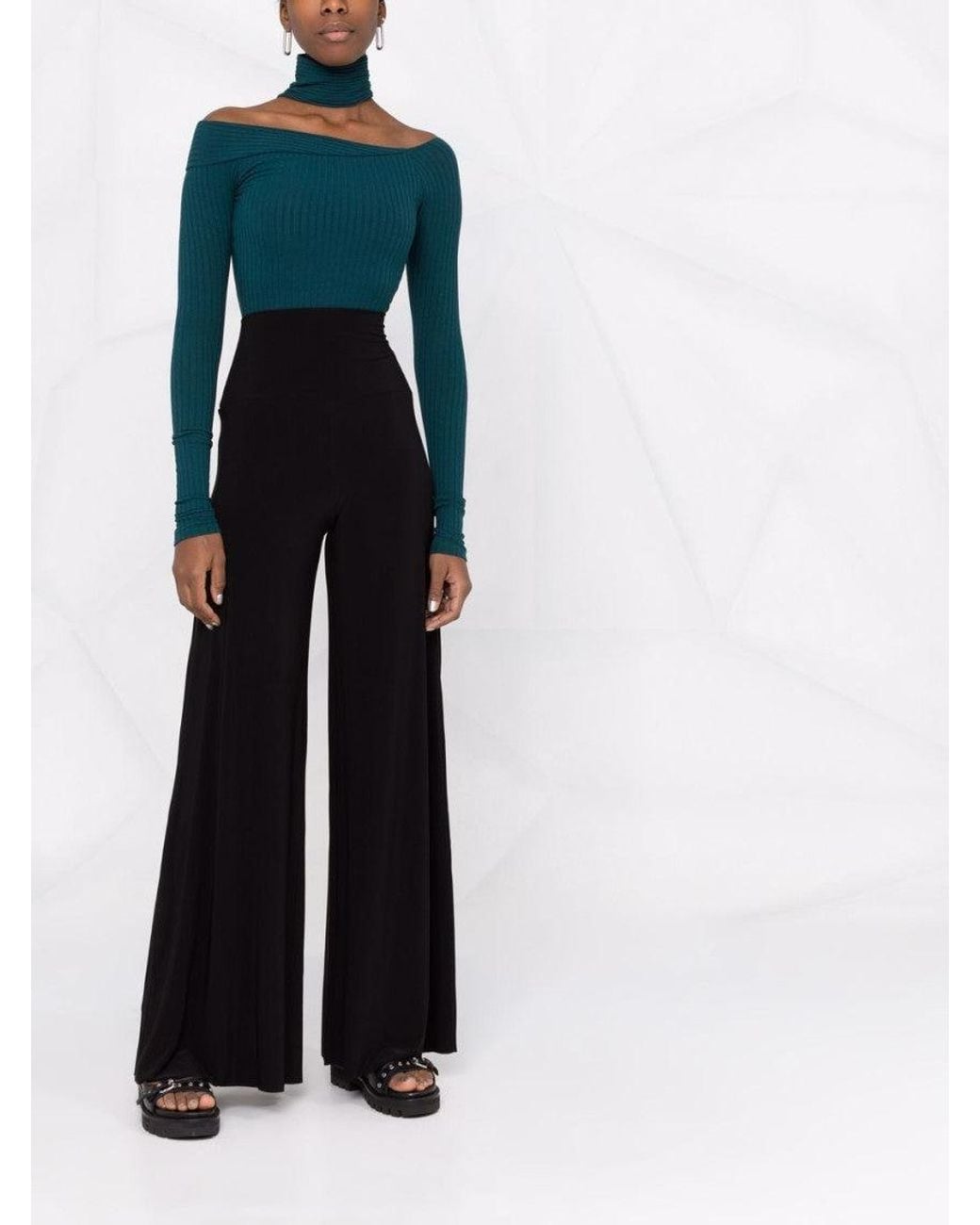 Norma Kamali Black Wide Leg Pant