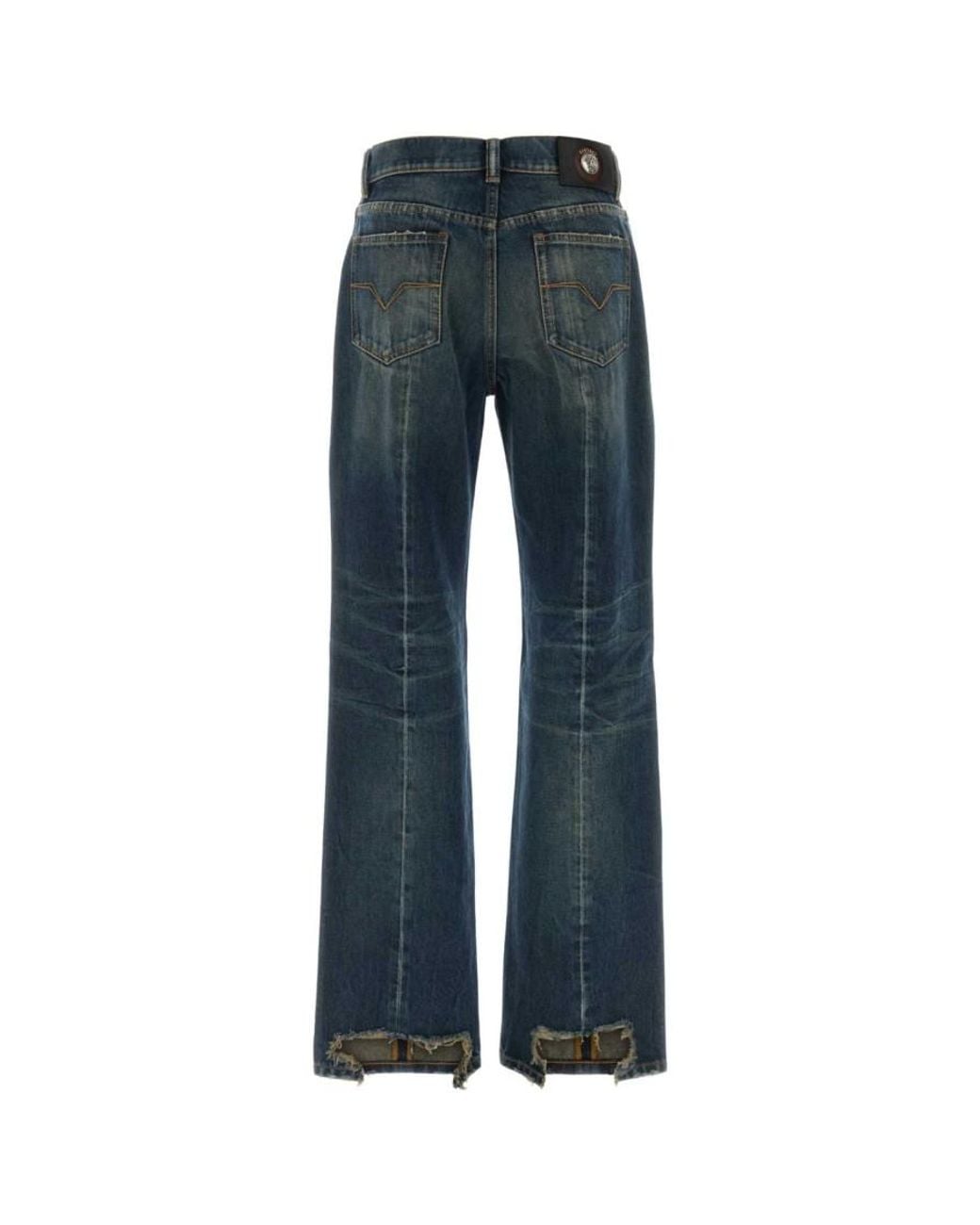 Versace Blue Flared Mid Rise Jeans
