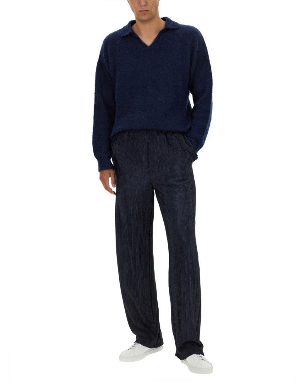 FAMILY FIRST Blue Dark Knitted Polo for men