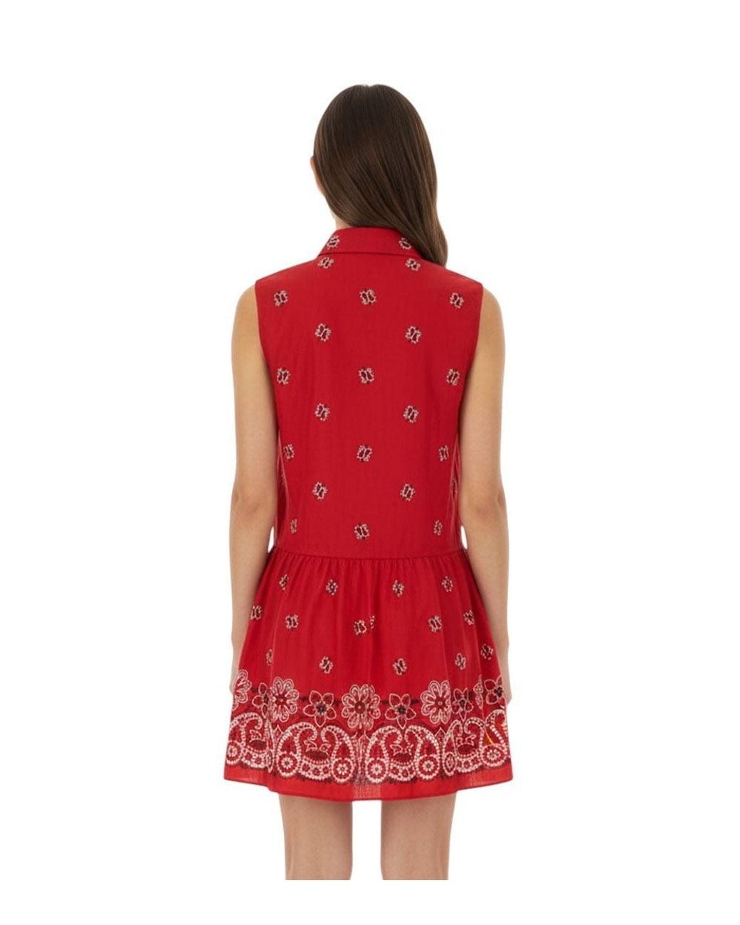 Miu Miu Red Shirt Collar Mini Dress