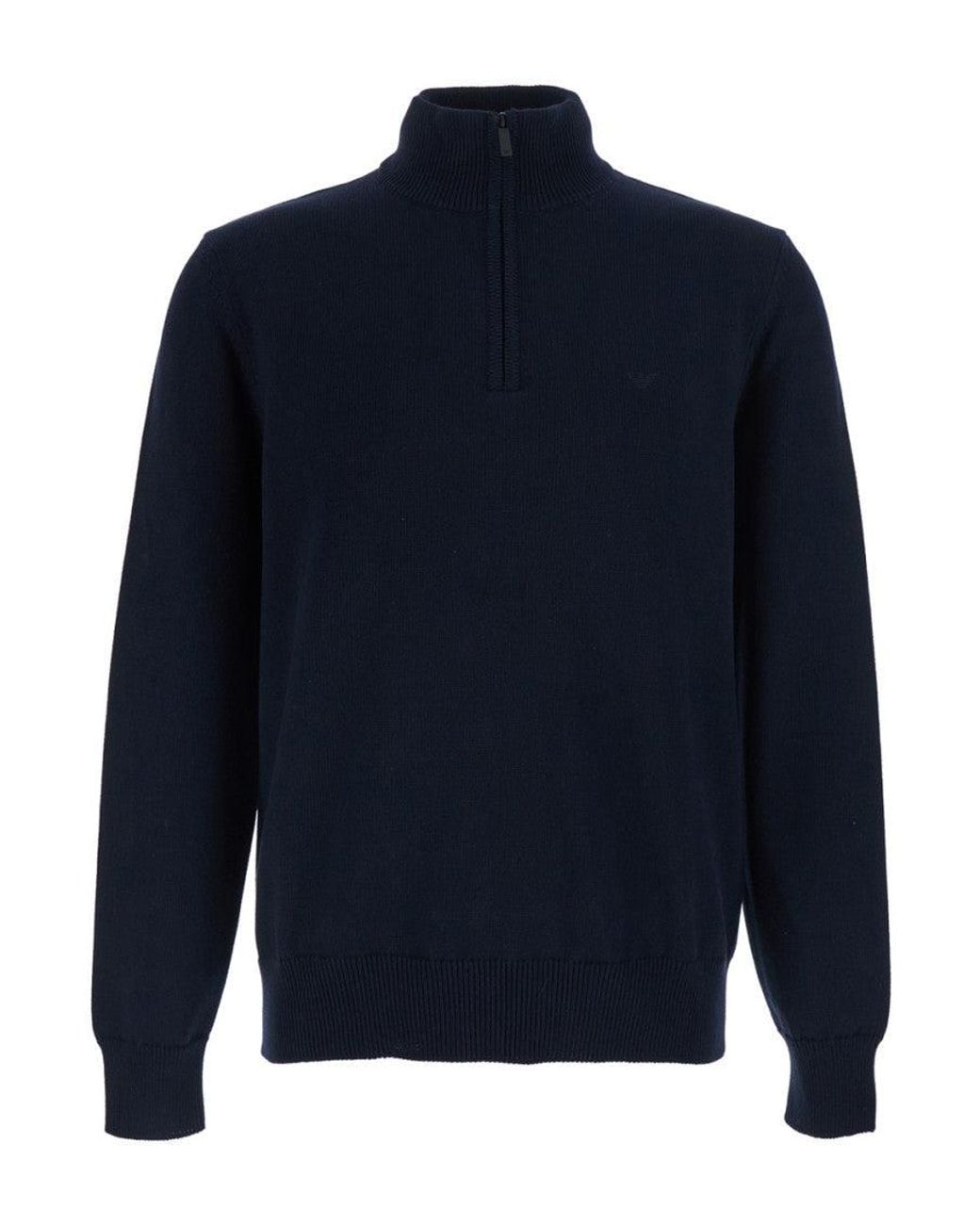 Emporio Armani Blue Regular Logo Sweater for men
