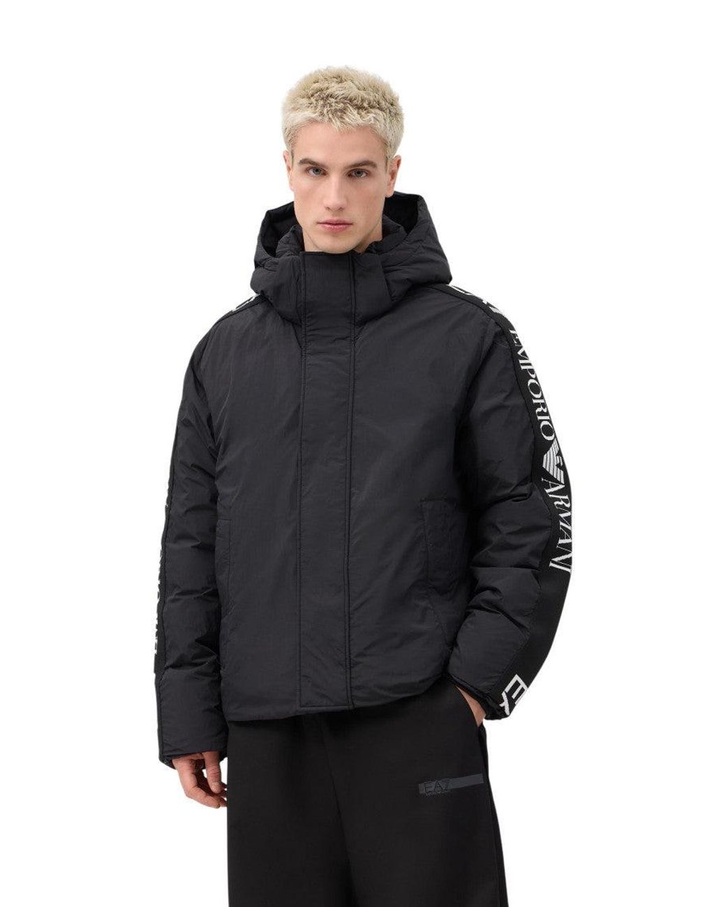 EA7 Blue Logo Hood Jacket for men