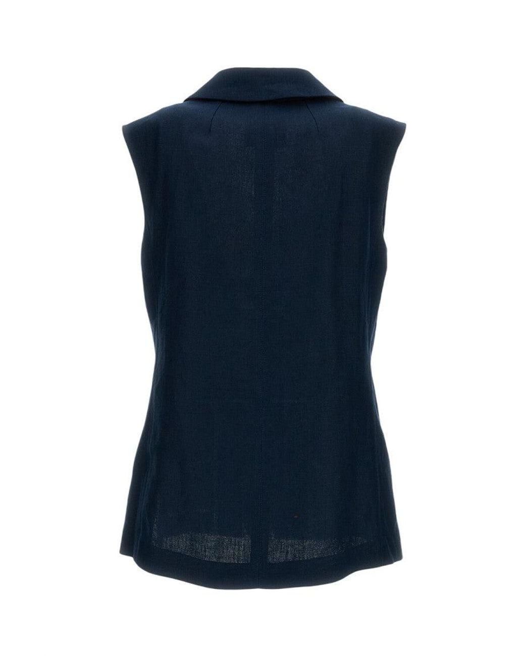 Max Mara Blue Notched Lapel Blazer
