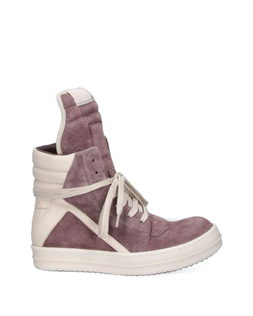 Rick Owens Pink Geobasket Leather Sneakers