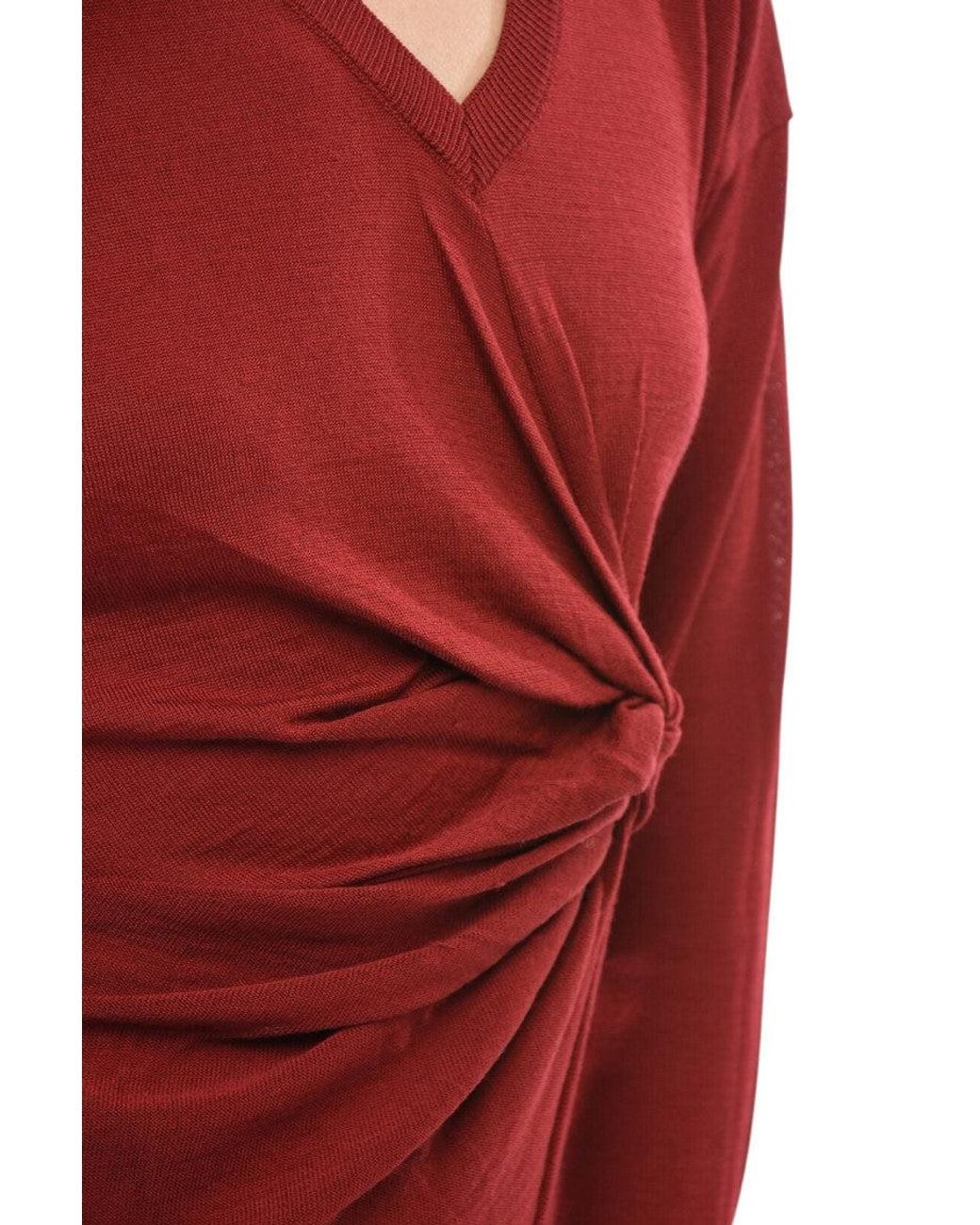 Stella McCartney Red Solid V Neck Sweater