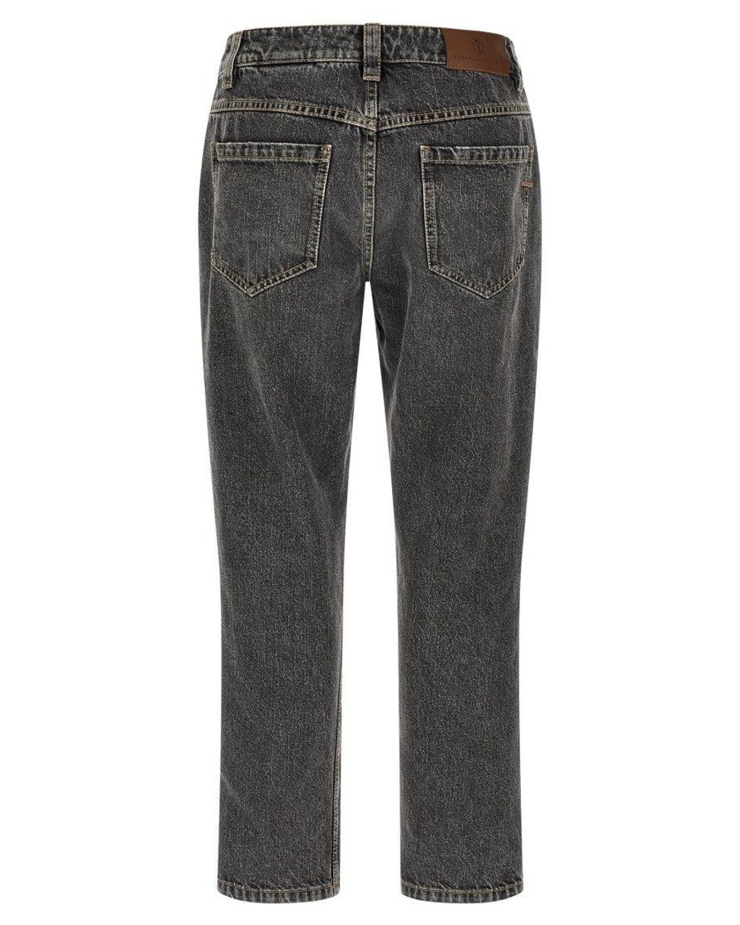 Brunello Cucinelli Gray Straight Mid Rise Jeans