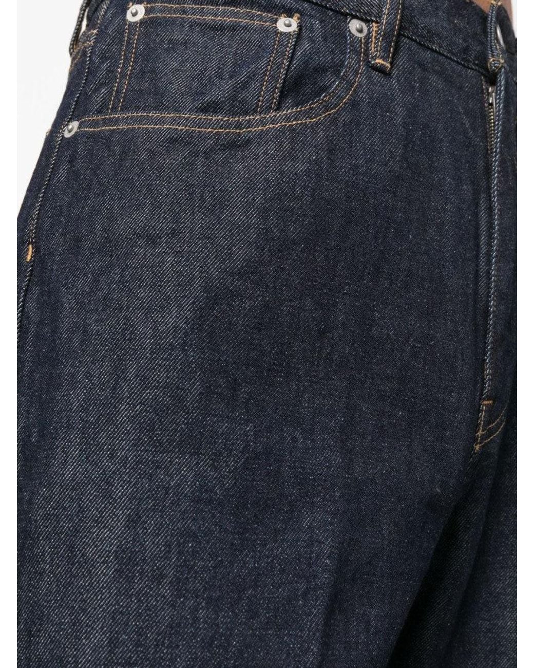 Auralee Blue Twist Straight-Leg Jeans for men