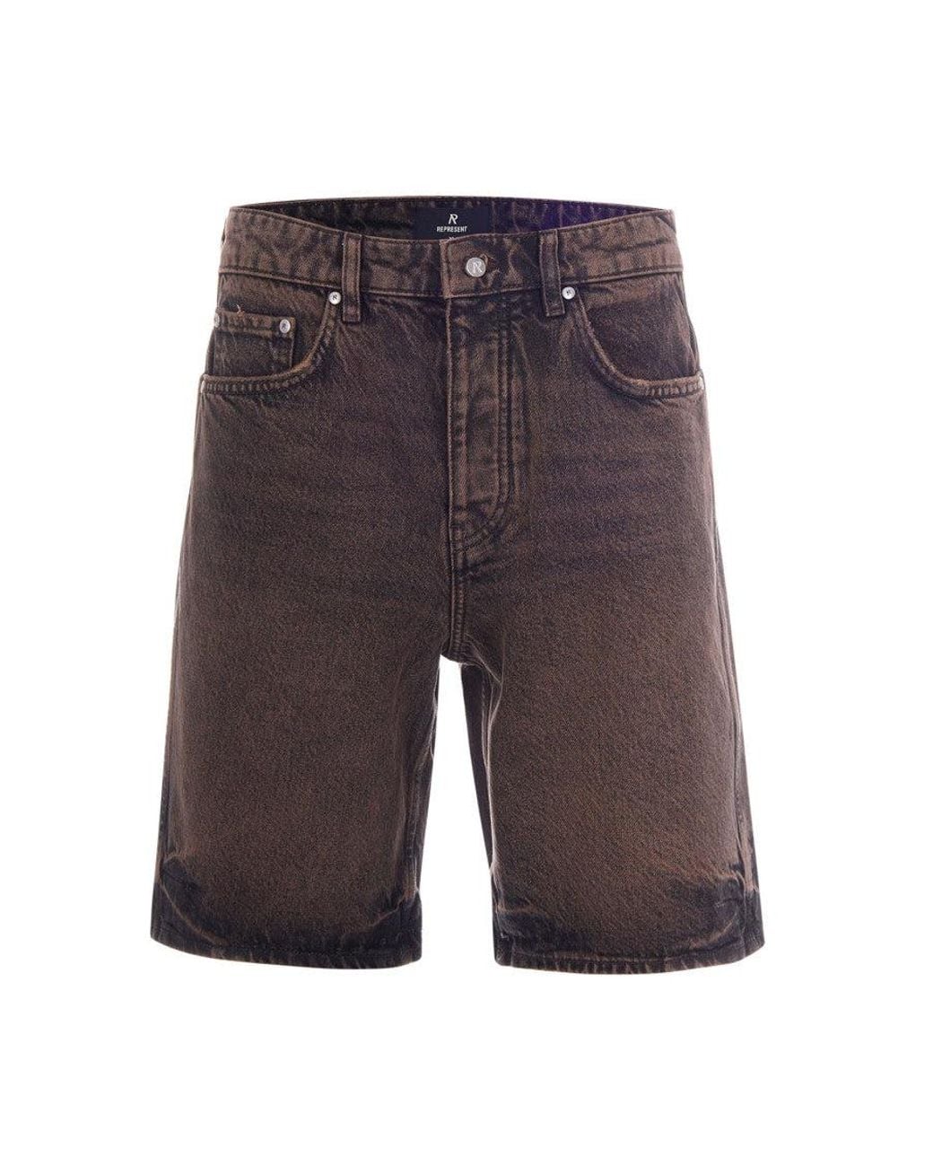 Represent Gray Dark Denim Shorts for men