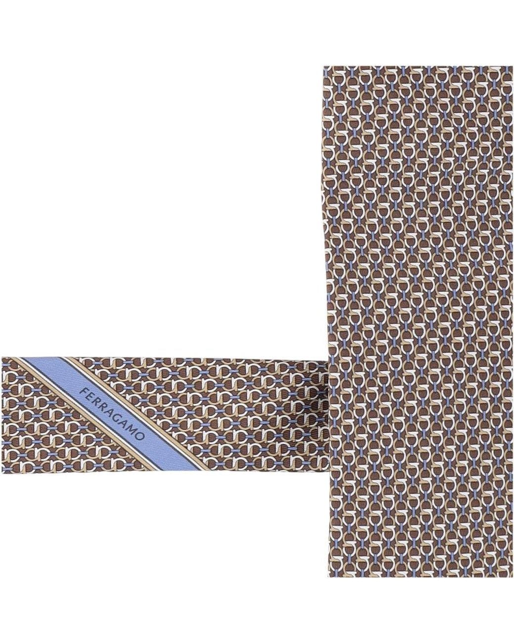 Ferragamo White Gancini Logo Tie for men