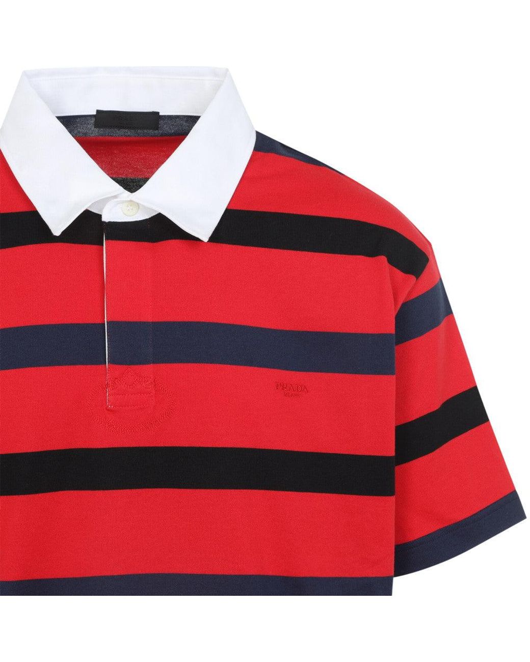 Prada Red Cotton Short Sleeves Polo for men
