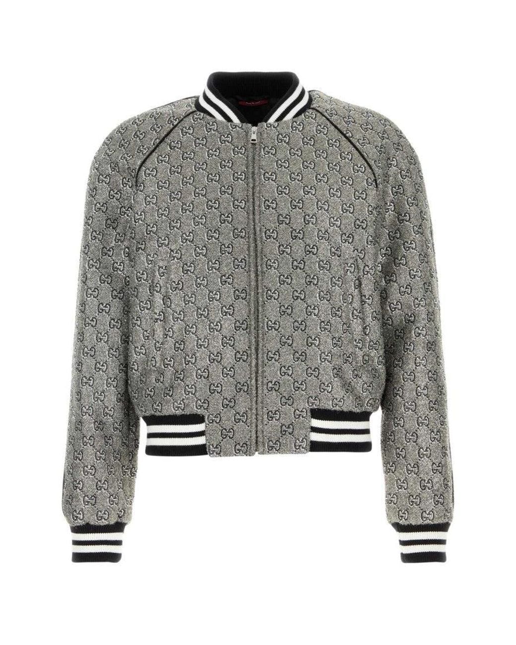 Gucci Gray Embellished Bomber Jacket for men
