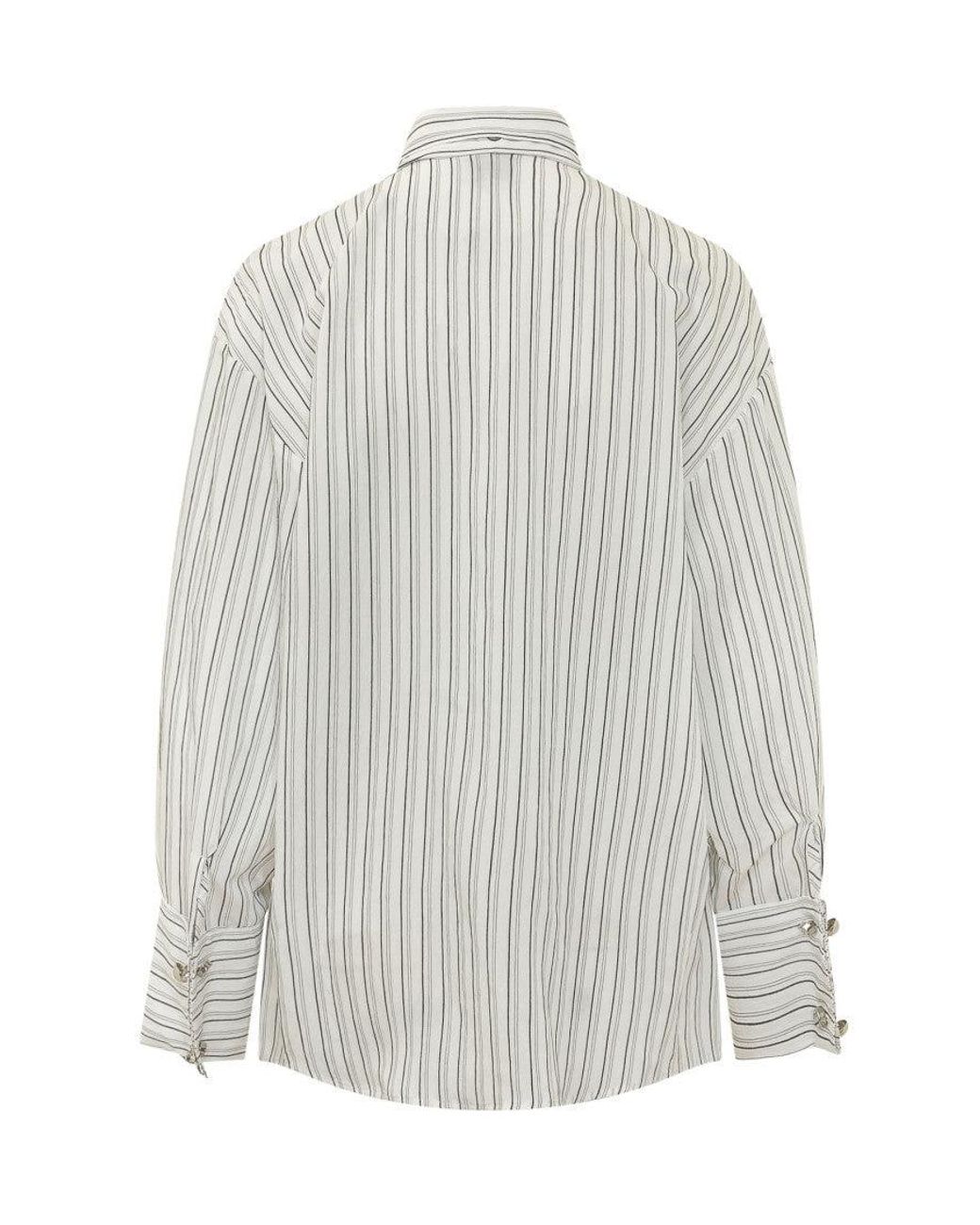 Pinko White Stripes Oversized Shirt