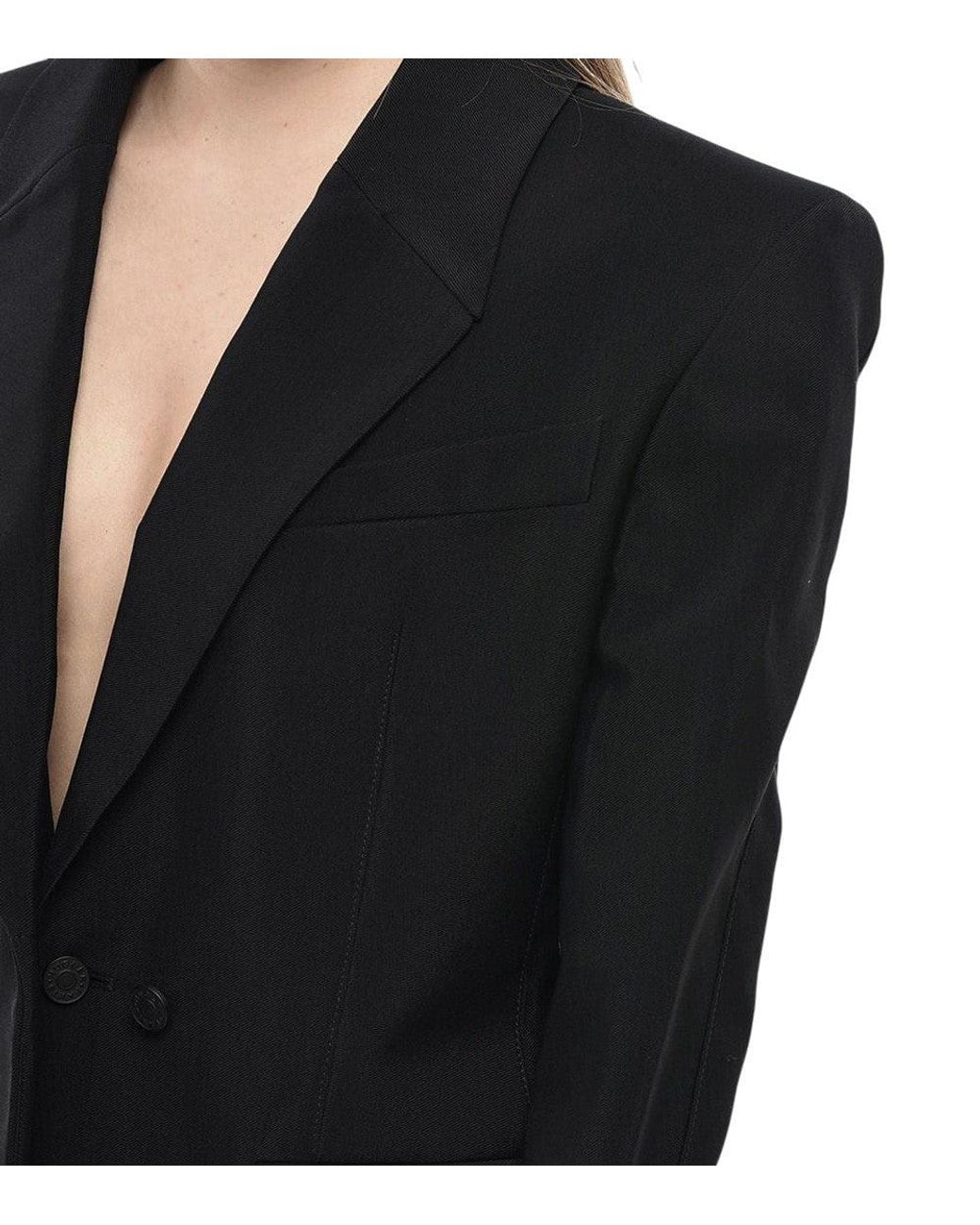 Mugler Black Solid Peaked Lapel Blazer