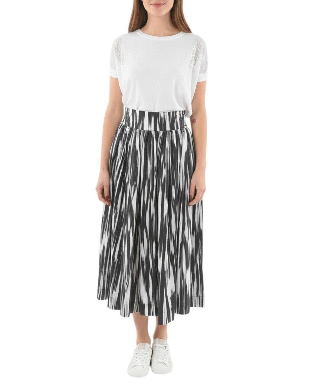Woolrich Blackwhite Abstract Midi Skirt
