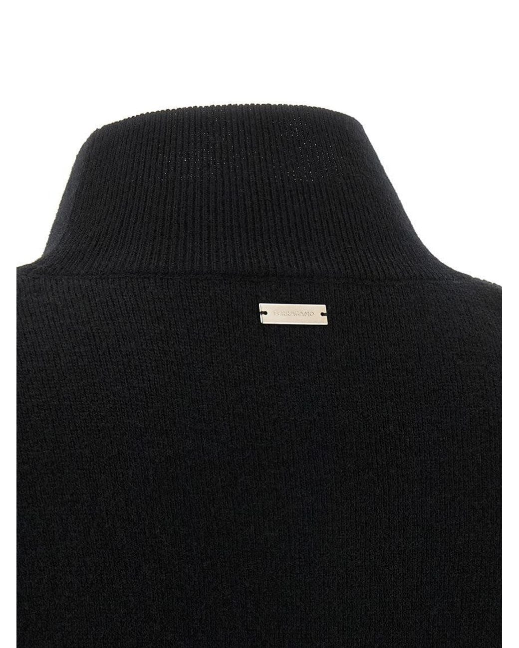 Ferragamo Black Floral Insert Sweater