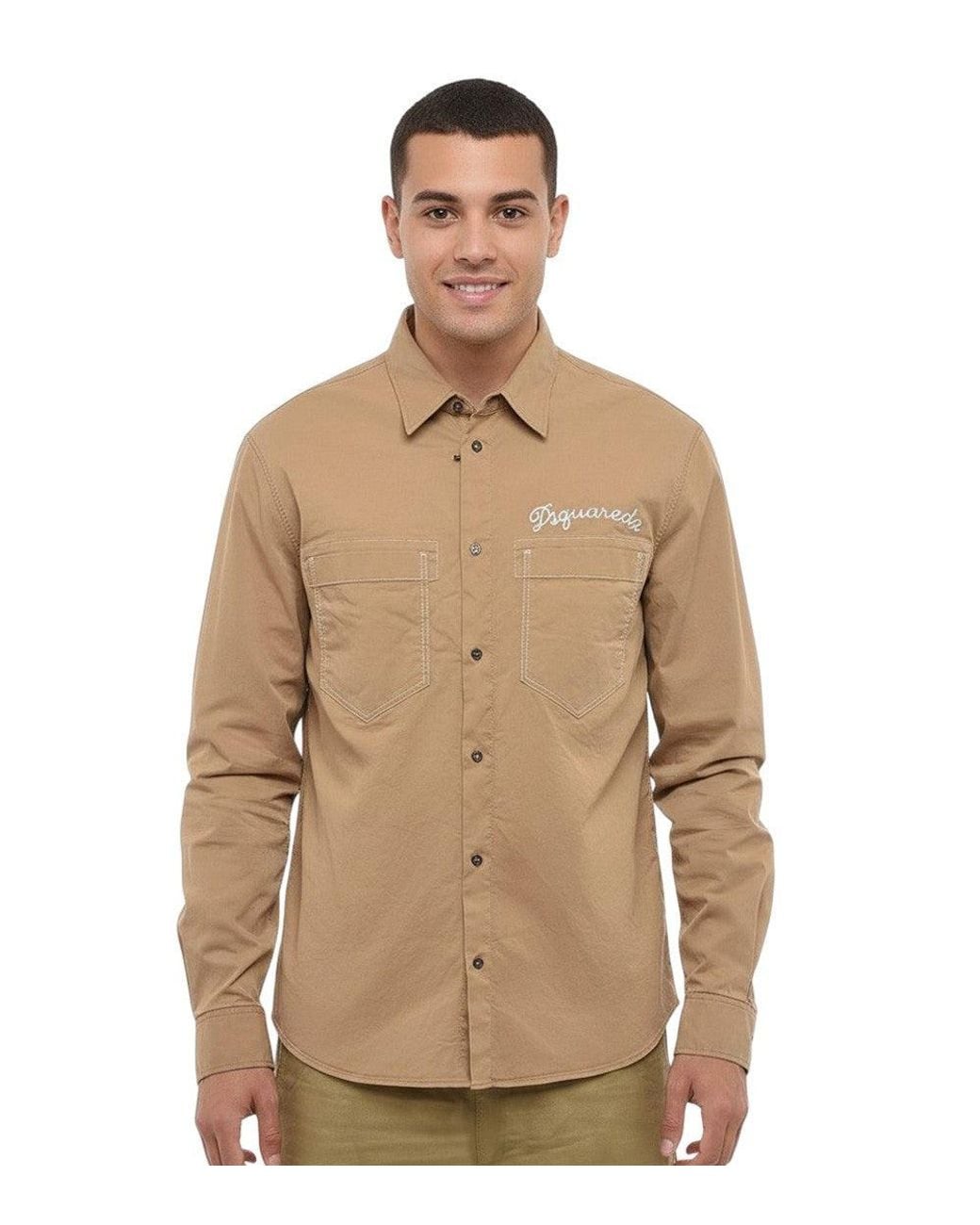 DSquared² Natural Regular Logo Shirt for men