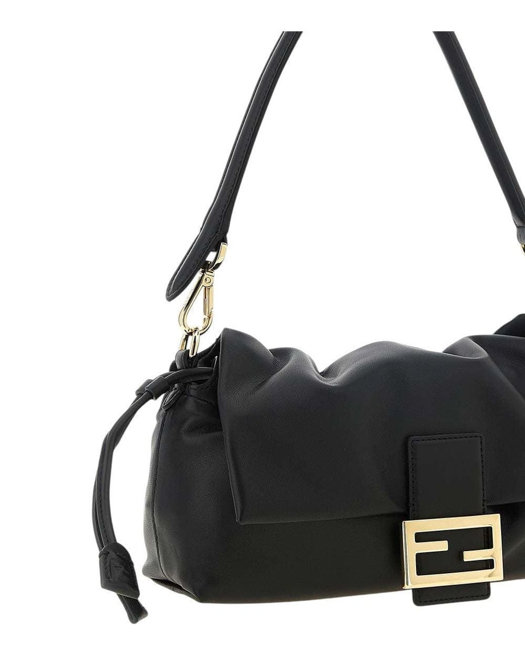 Fendi Black Baguette Soft Medium Shoulder Bag
