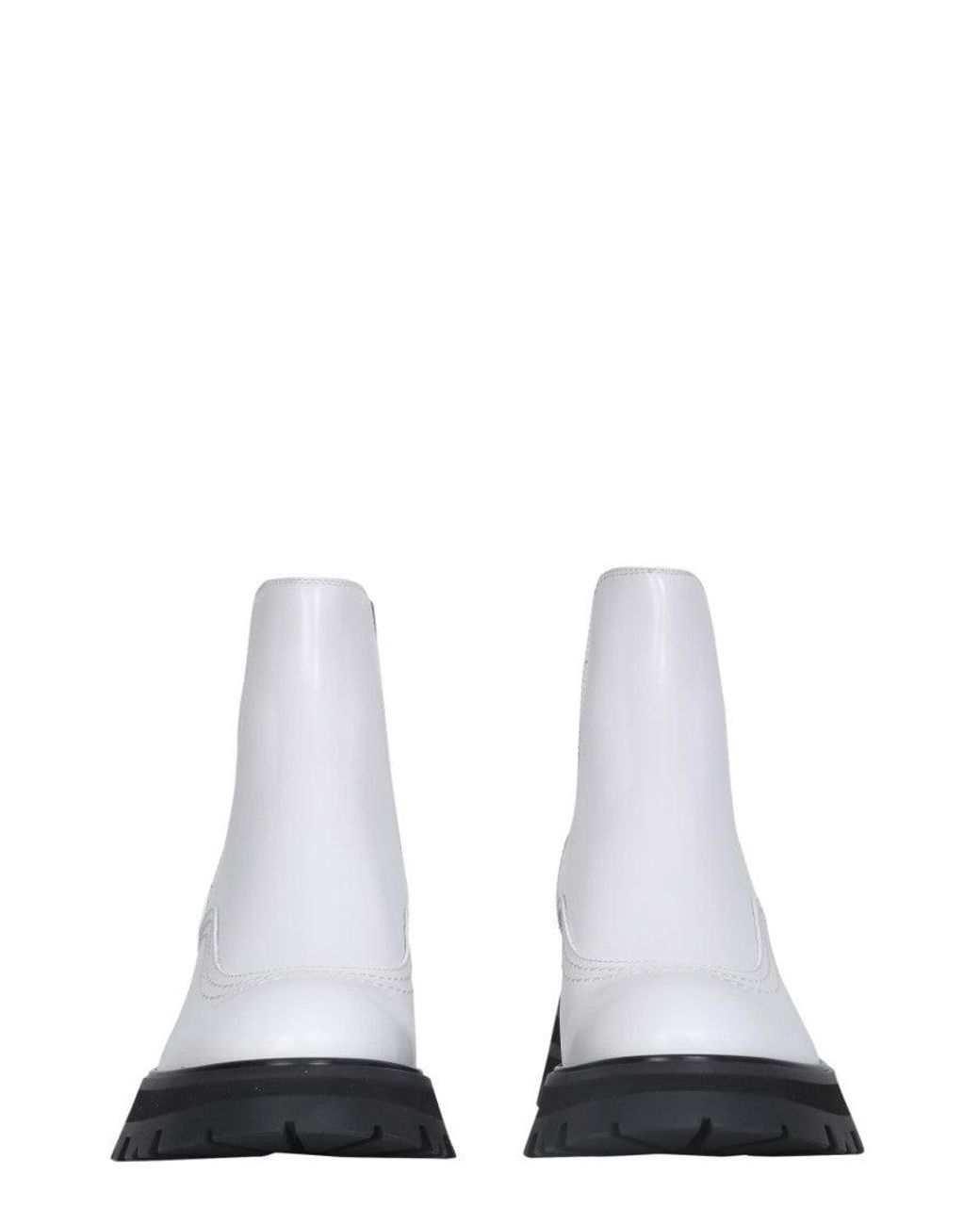 McQueen White Leather Boots