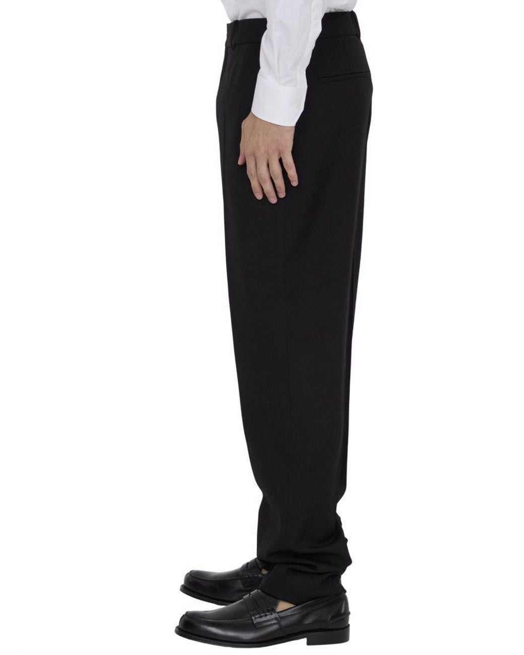 Saint Laurent Black Flat Front Trousers for men