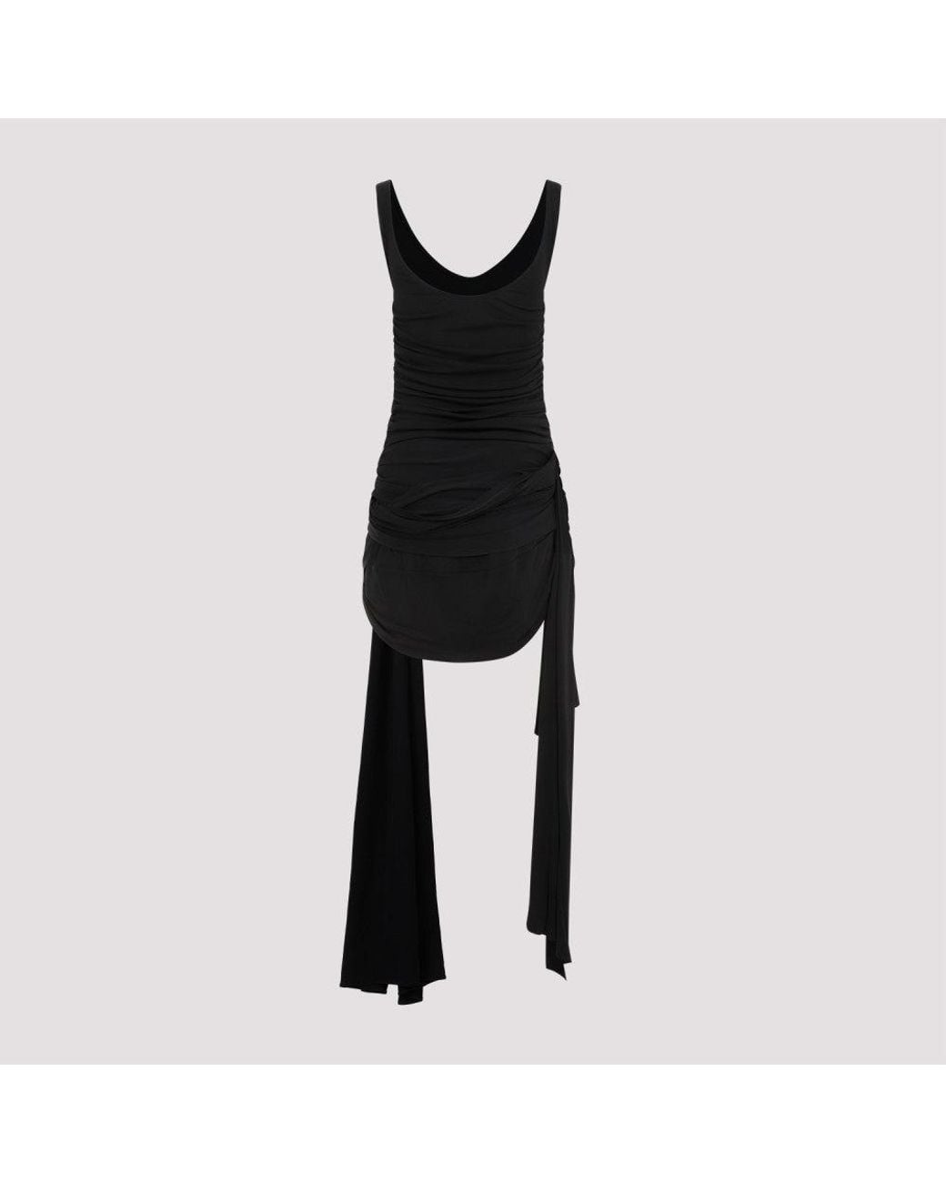 Mugler Black Gathered Effect All-Over Dress