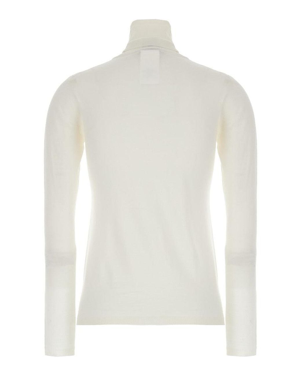 Max Mara White Solid Turtle Neck Sweater