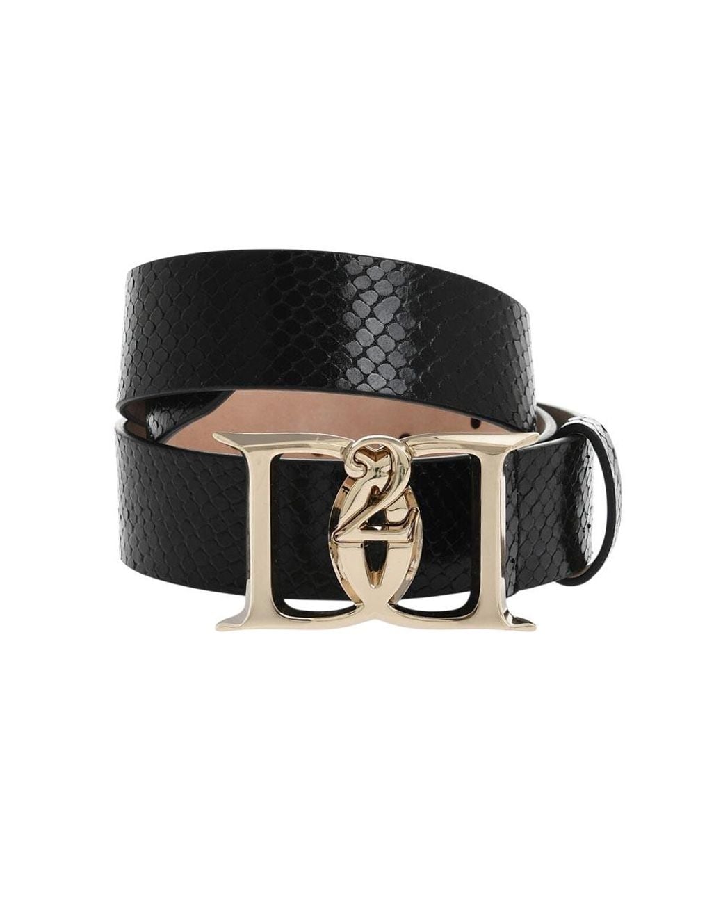 DSquared² Black Logo Textured Belt