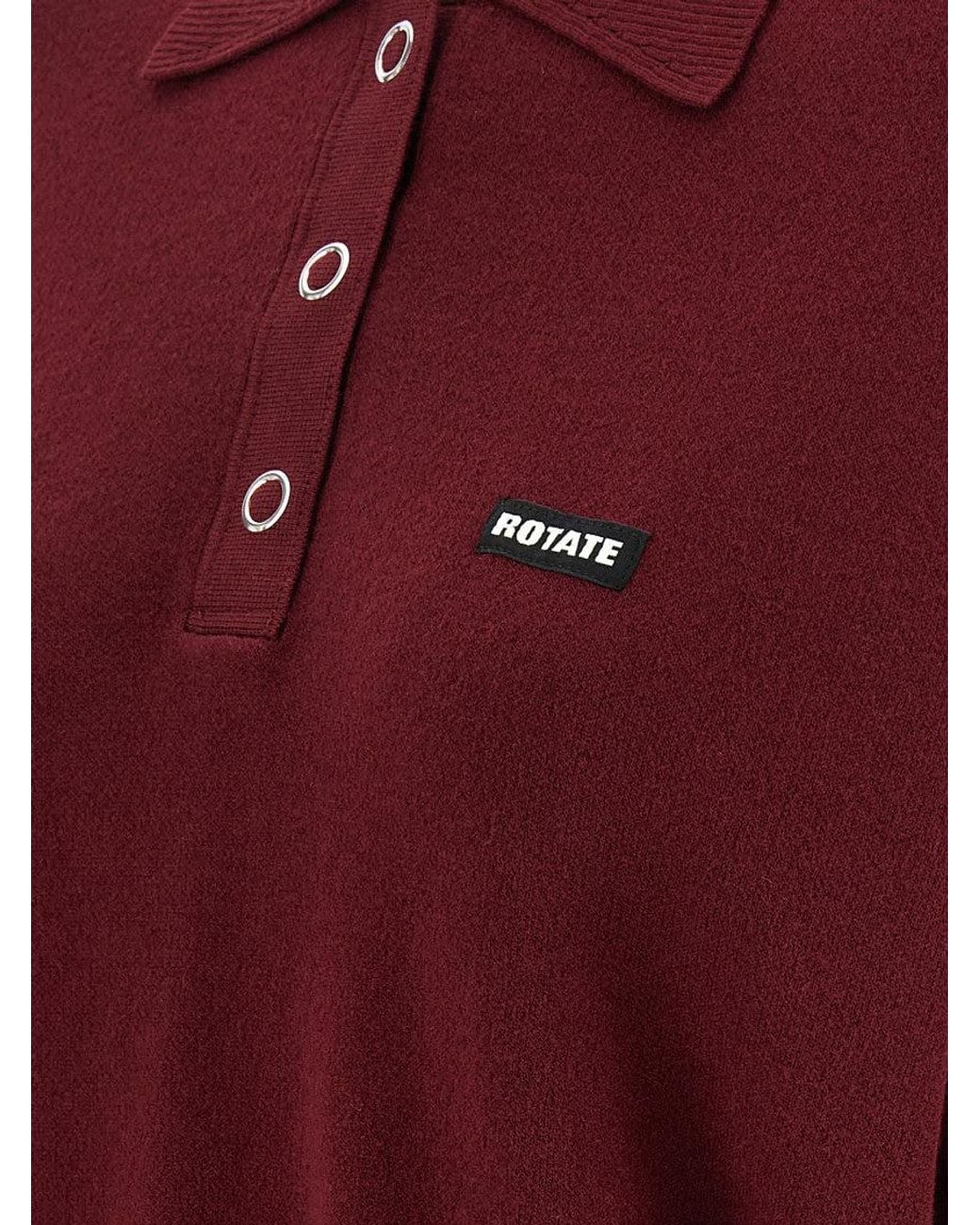 ROTATE BIRGER CHRISTENSEN Red 'Slinky Knit' Polo Shirt