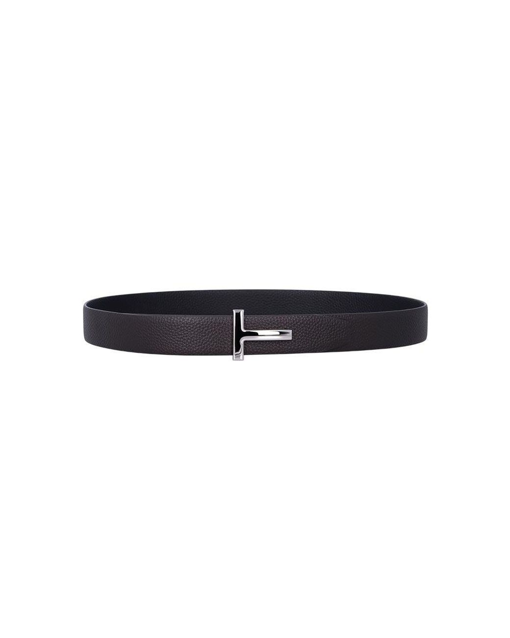 Tom Ford Black T Logo Belt for men