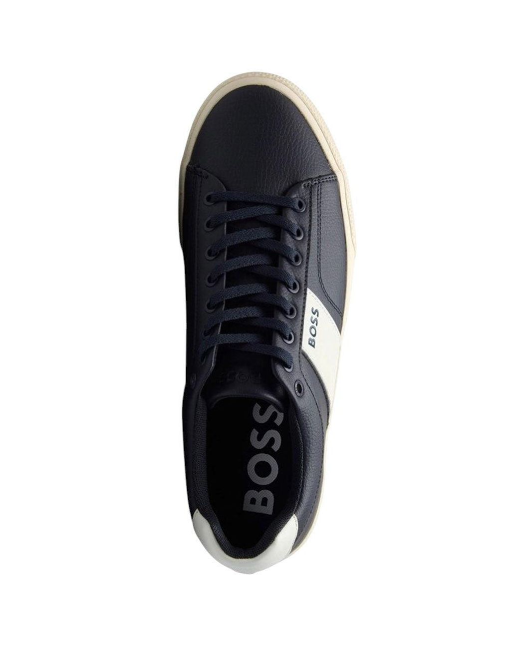 Boss Blue Logo Leather Sneakers for men