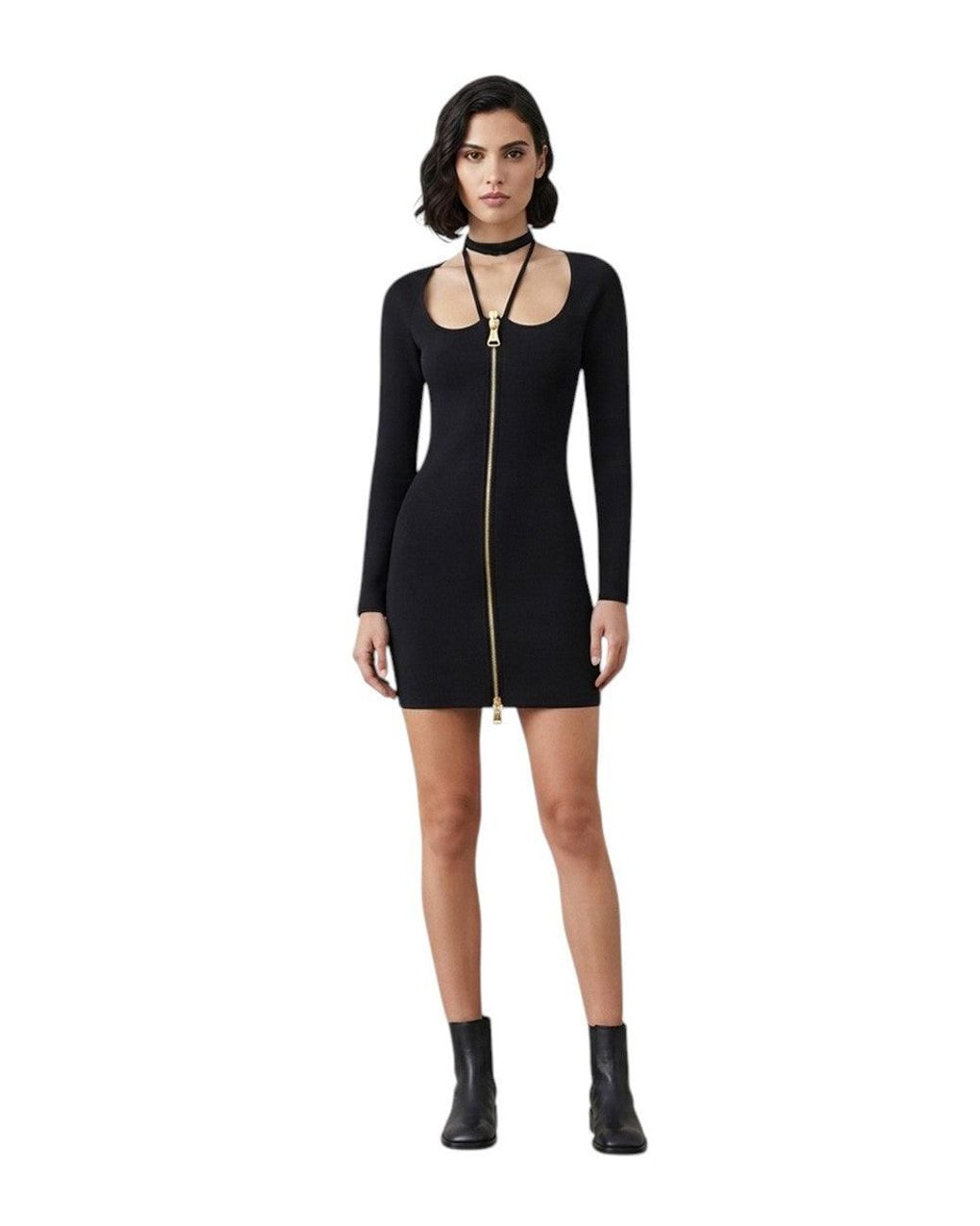Elisabetta Franchi Black Halter Neck Mini Dress
