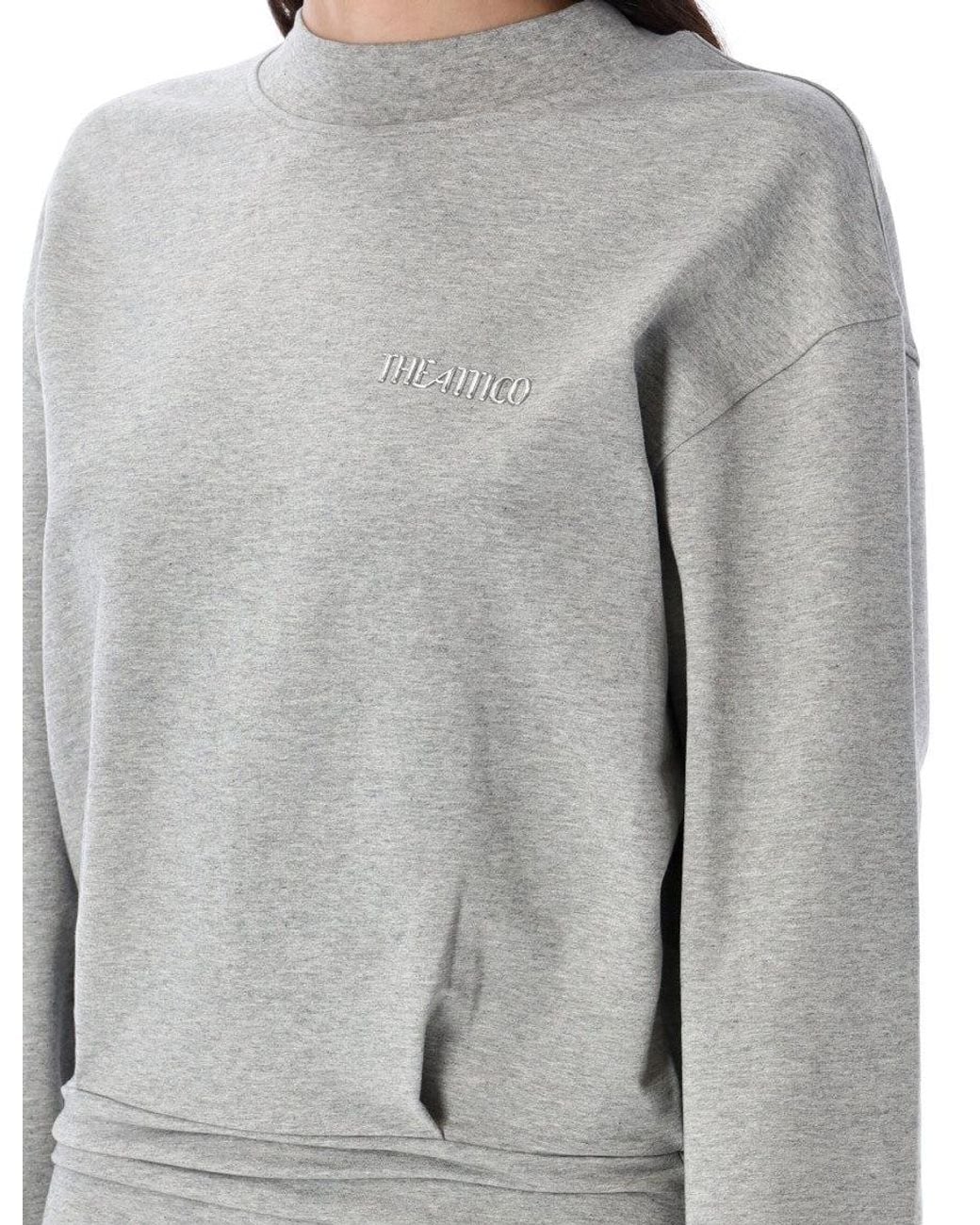 The Attico Gray Logo-Appliqué Mini Dress