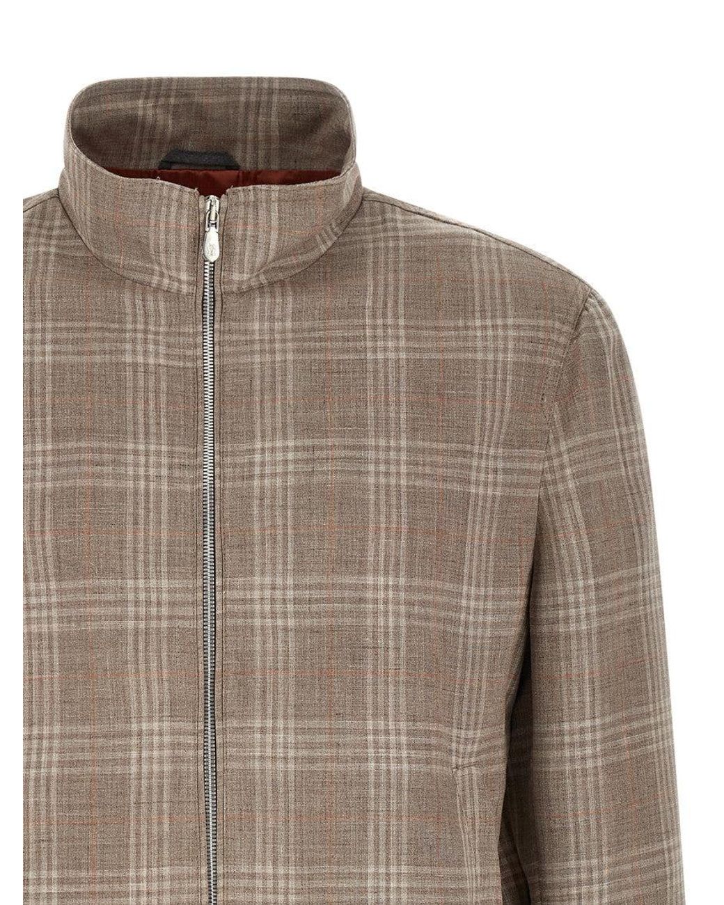Brunello Cucinelli Brown Plaid Regular Jacket for men
