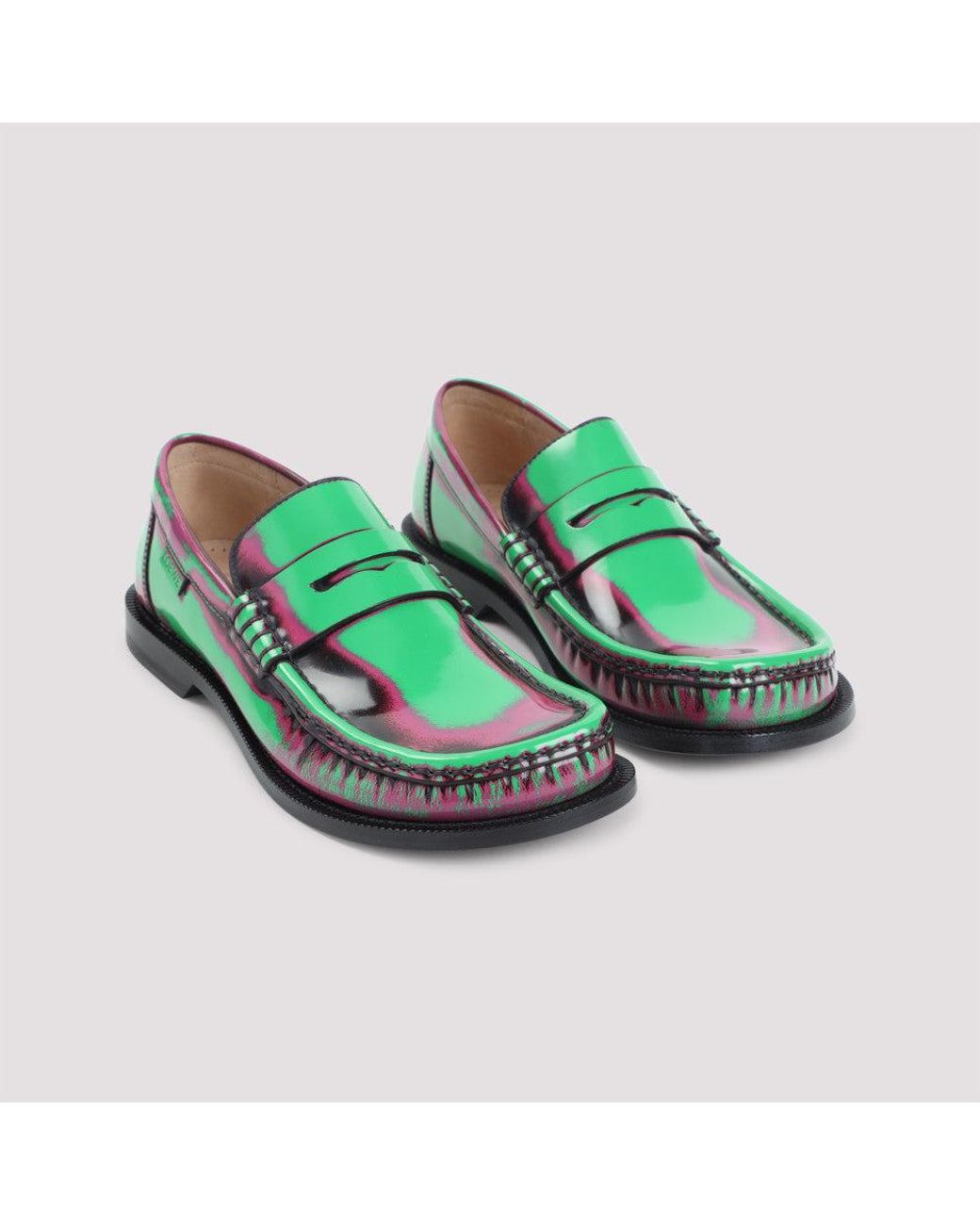 Loewe Green Multi Color Slip On Loafers
