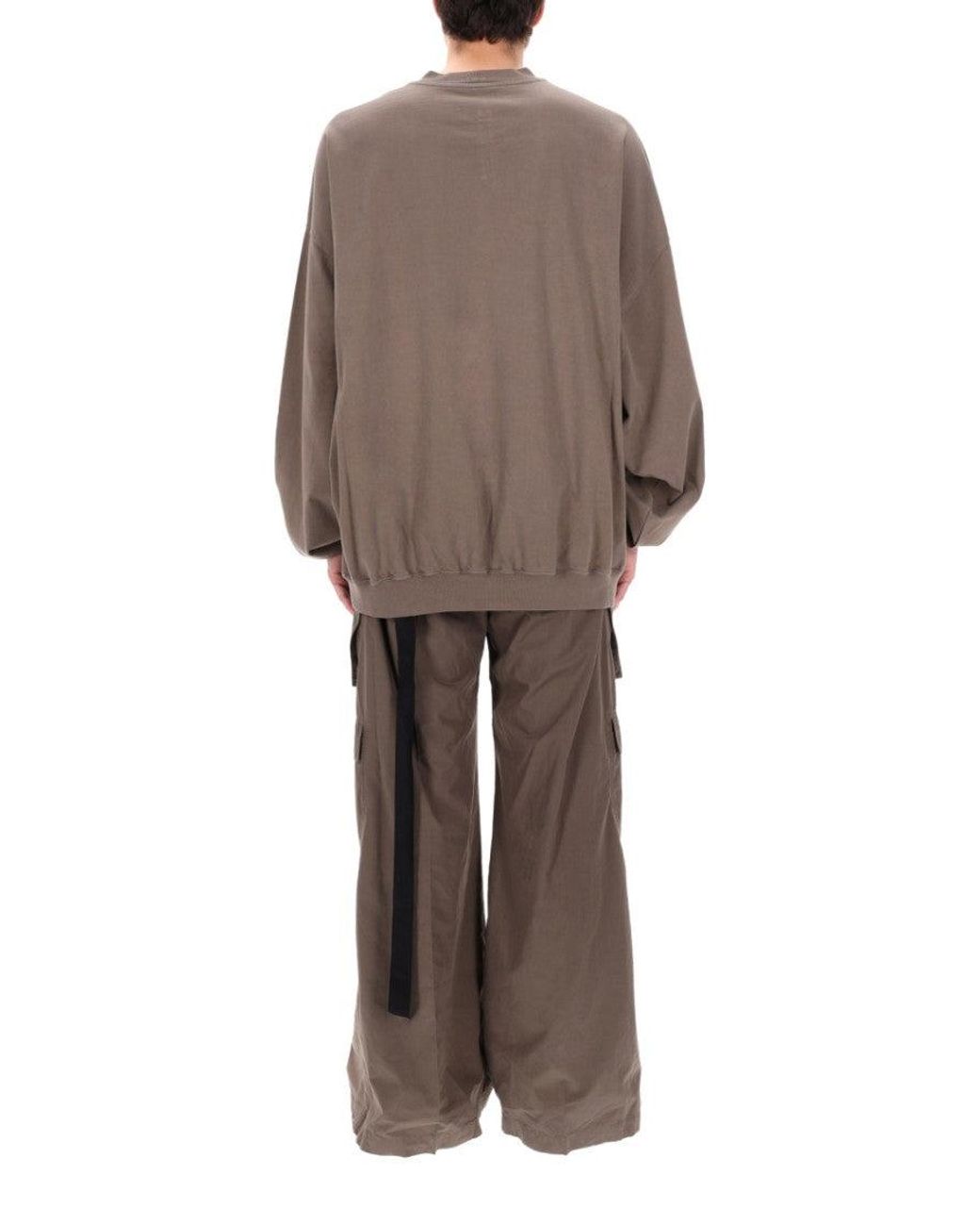Rick Owens Brown Taupe Solid Crew Neck Sweatshirt for men