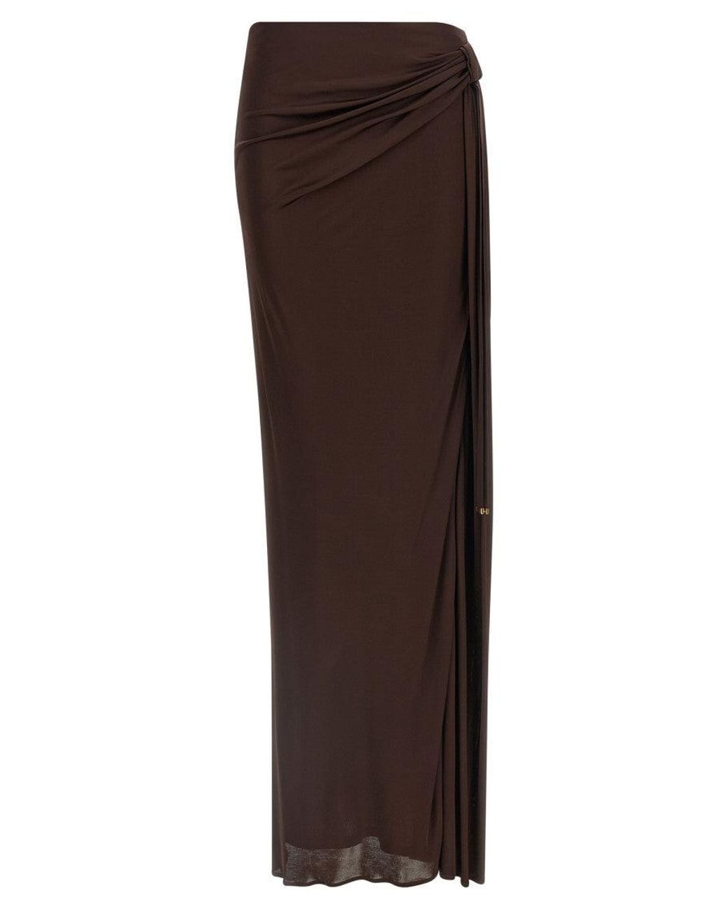 Elisabetta Franchi Brown Shiny Viscose Skirt