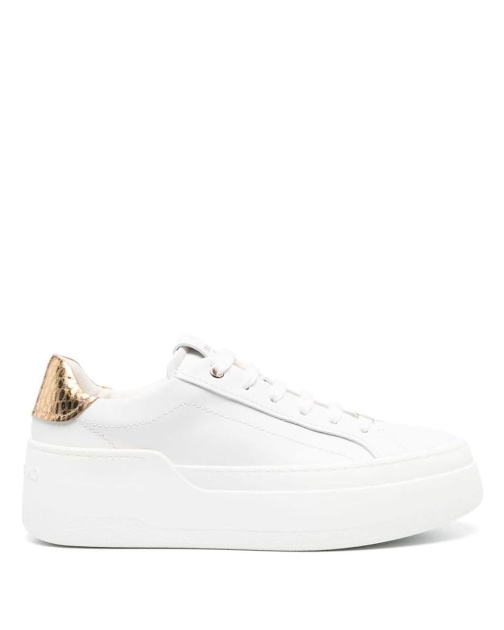 Ferragamo White Platform Leather Sneakers