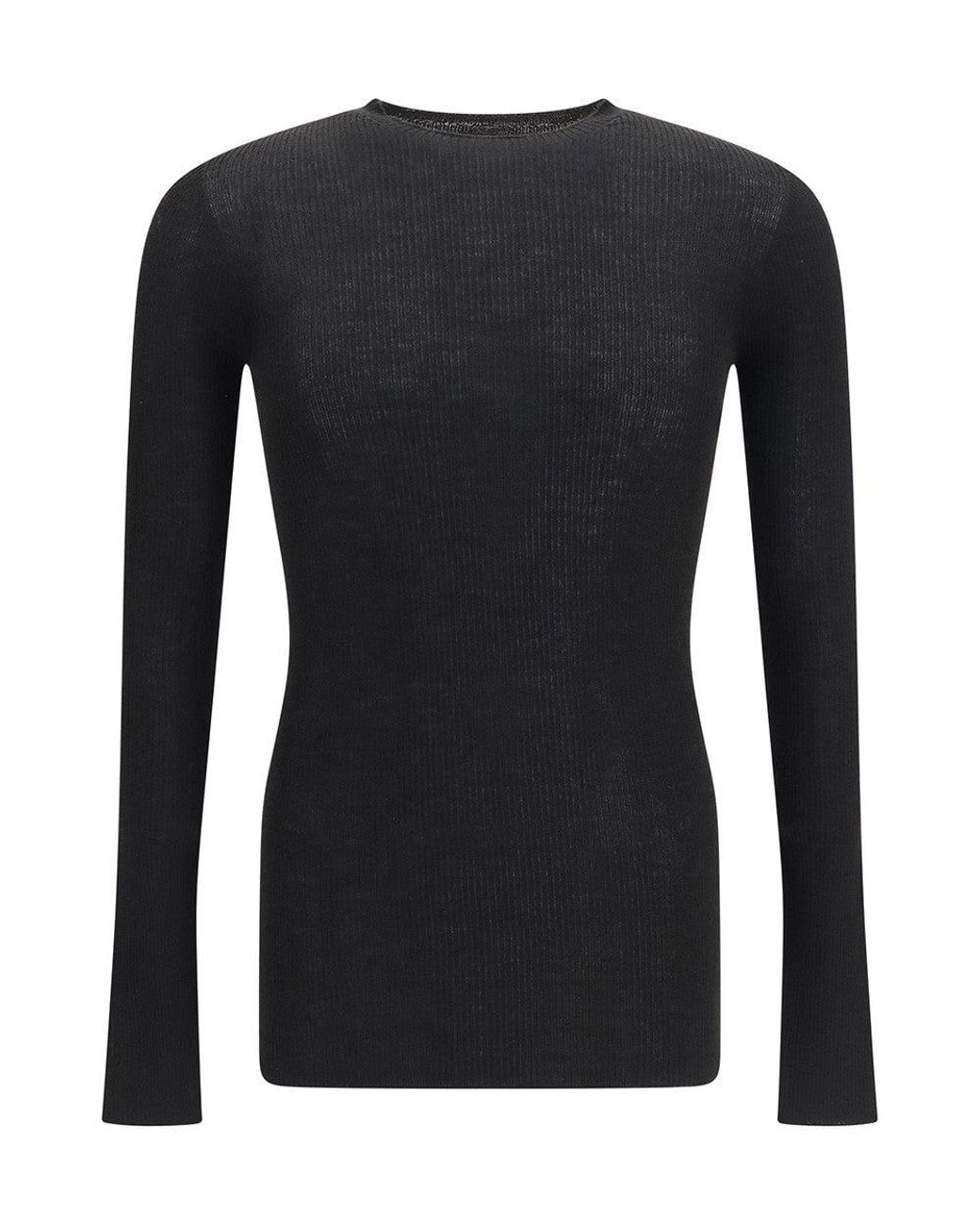 Rick Owens Black Slim Knitted Sweater for men