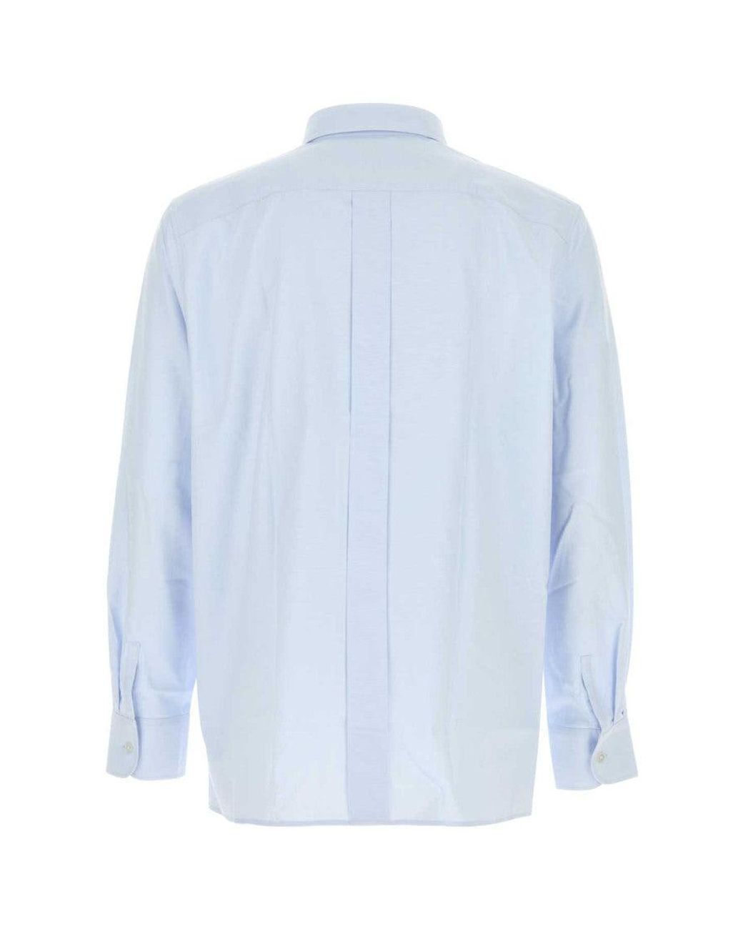 Saint Laurent Blue Cassandre Cotton Oxford Shirt for men