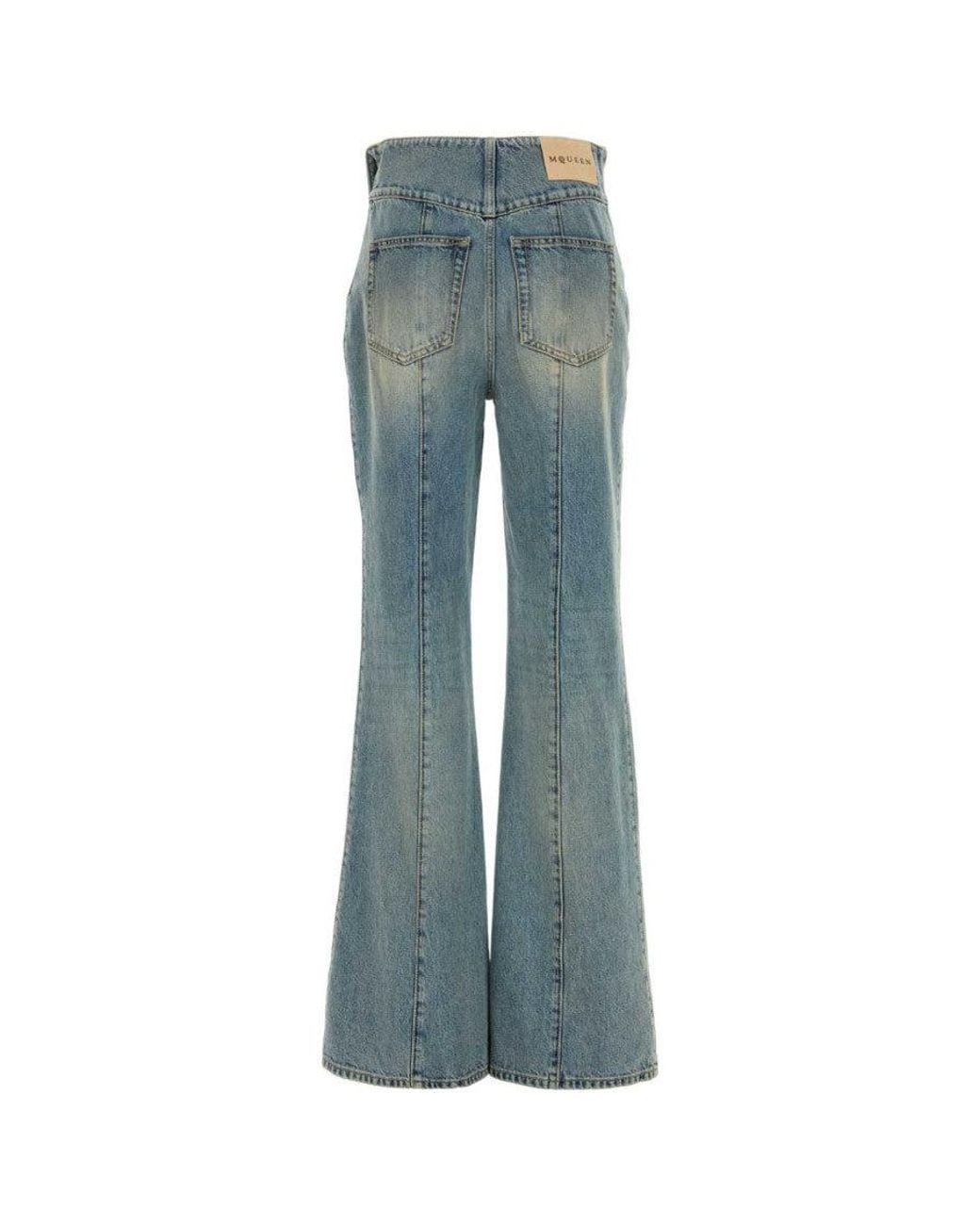 McQueen Blue Flared Flat Front Pant