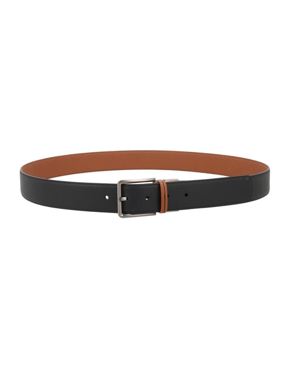 Zegna Brown Solid Reversible Belt for men