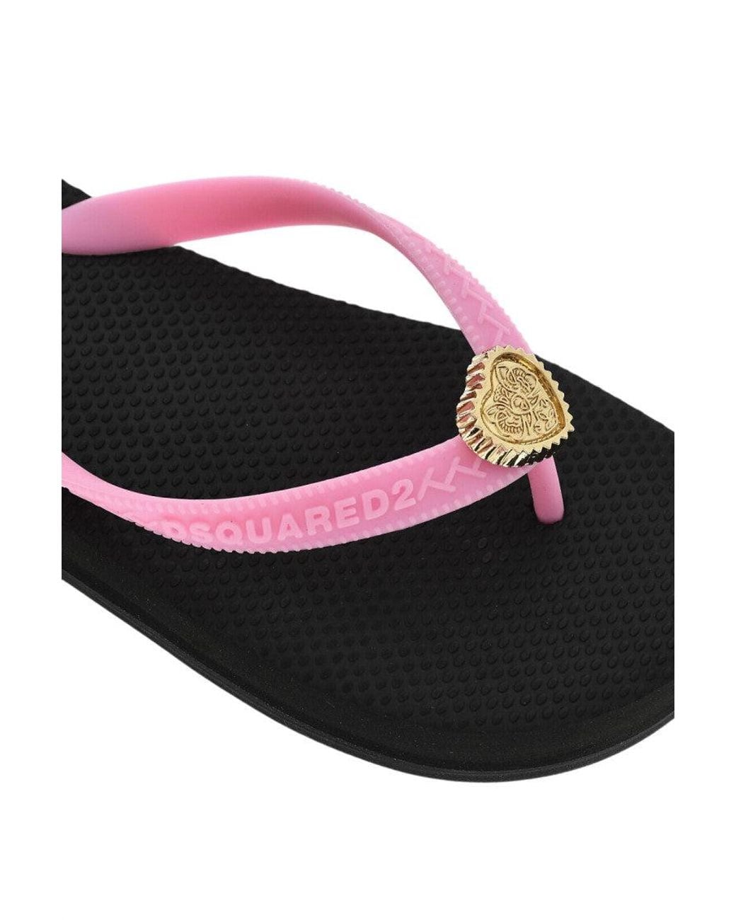 DSquared² White T-Strap Slippers