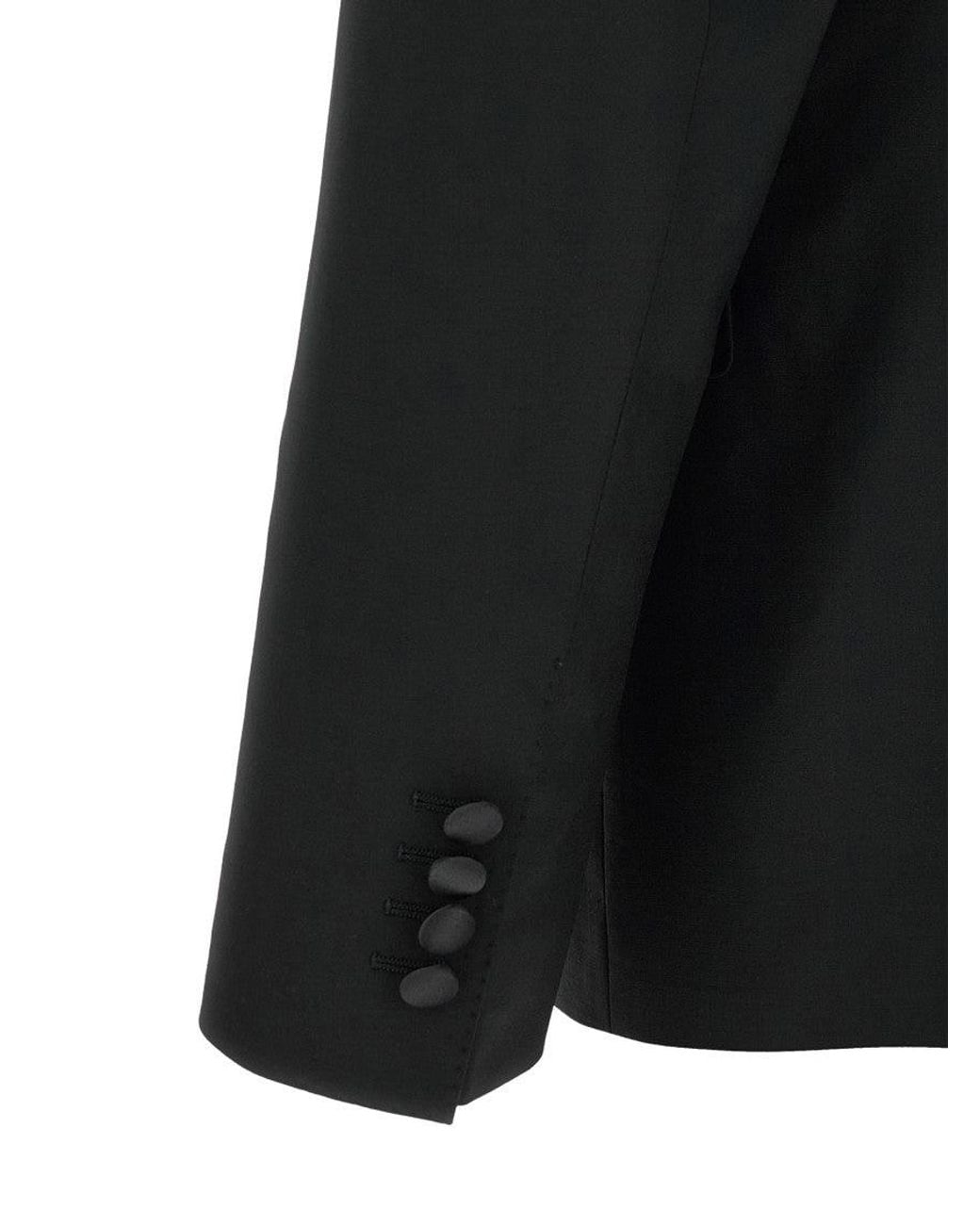 Dolce & Gabbana Black Solid Peaked Lapel Suit for men
