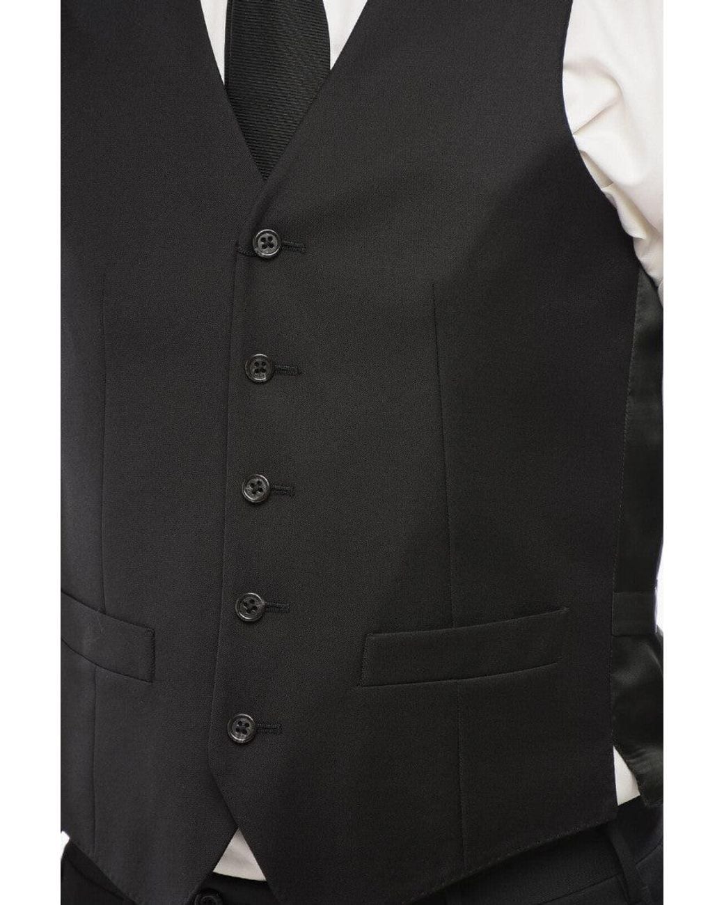 Corneliani Black Button Front Waistcoat for men