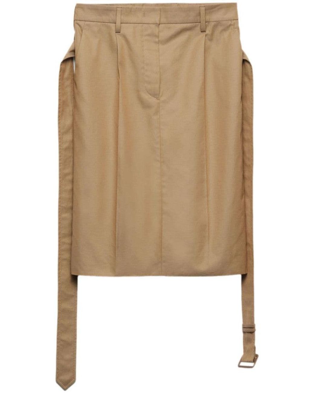 Prada Natural Belted Midi Skirt