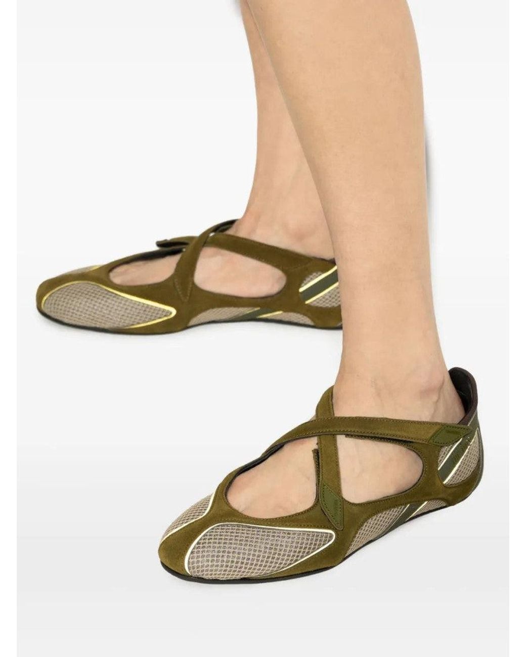 The Attico Green Nomad Ballet Flats