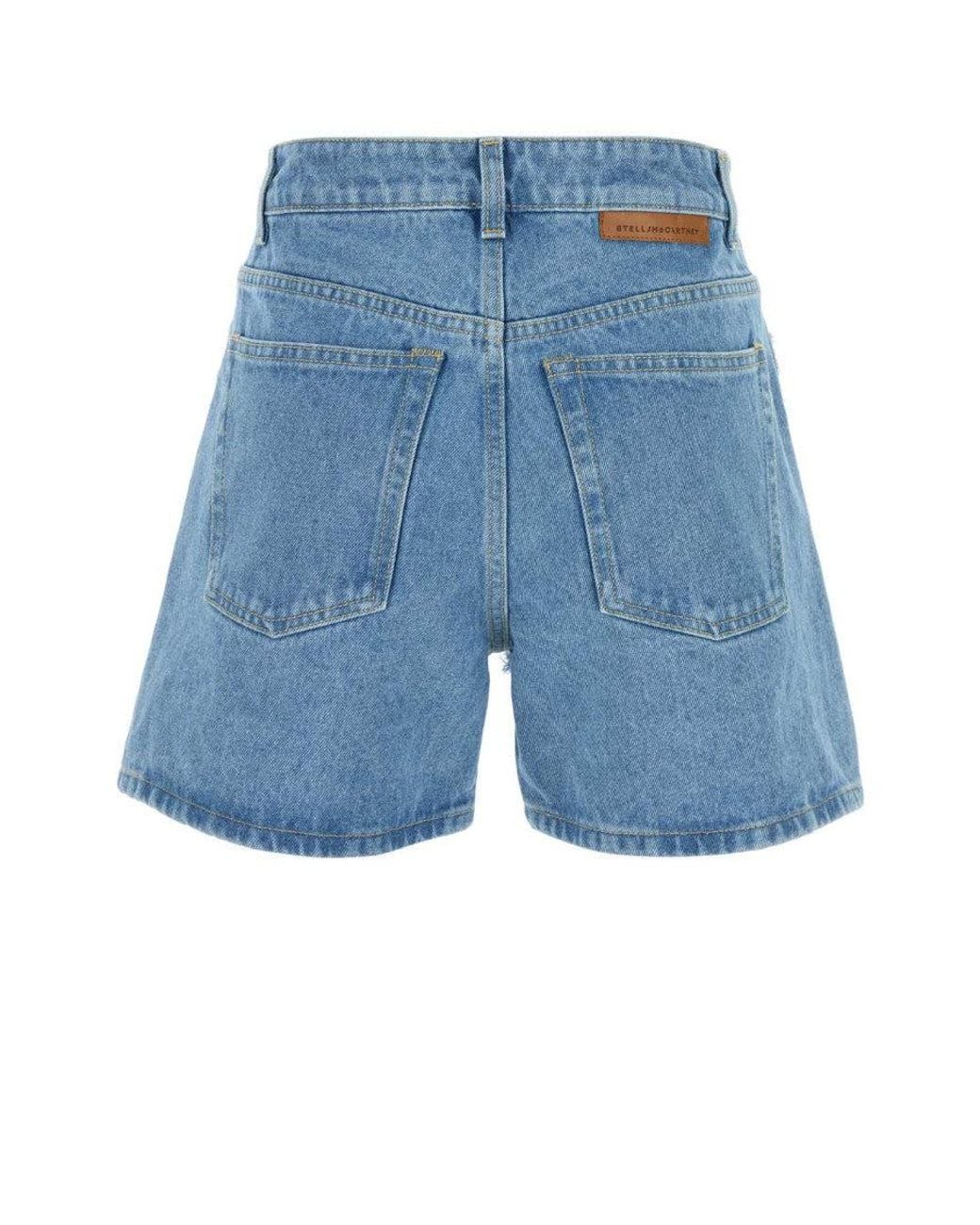 Stella McCartney Blue Textured Denim Shorts